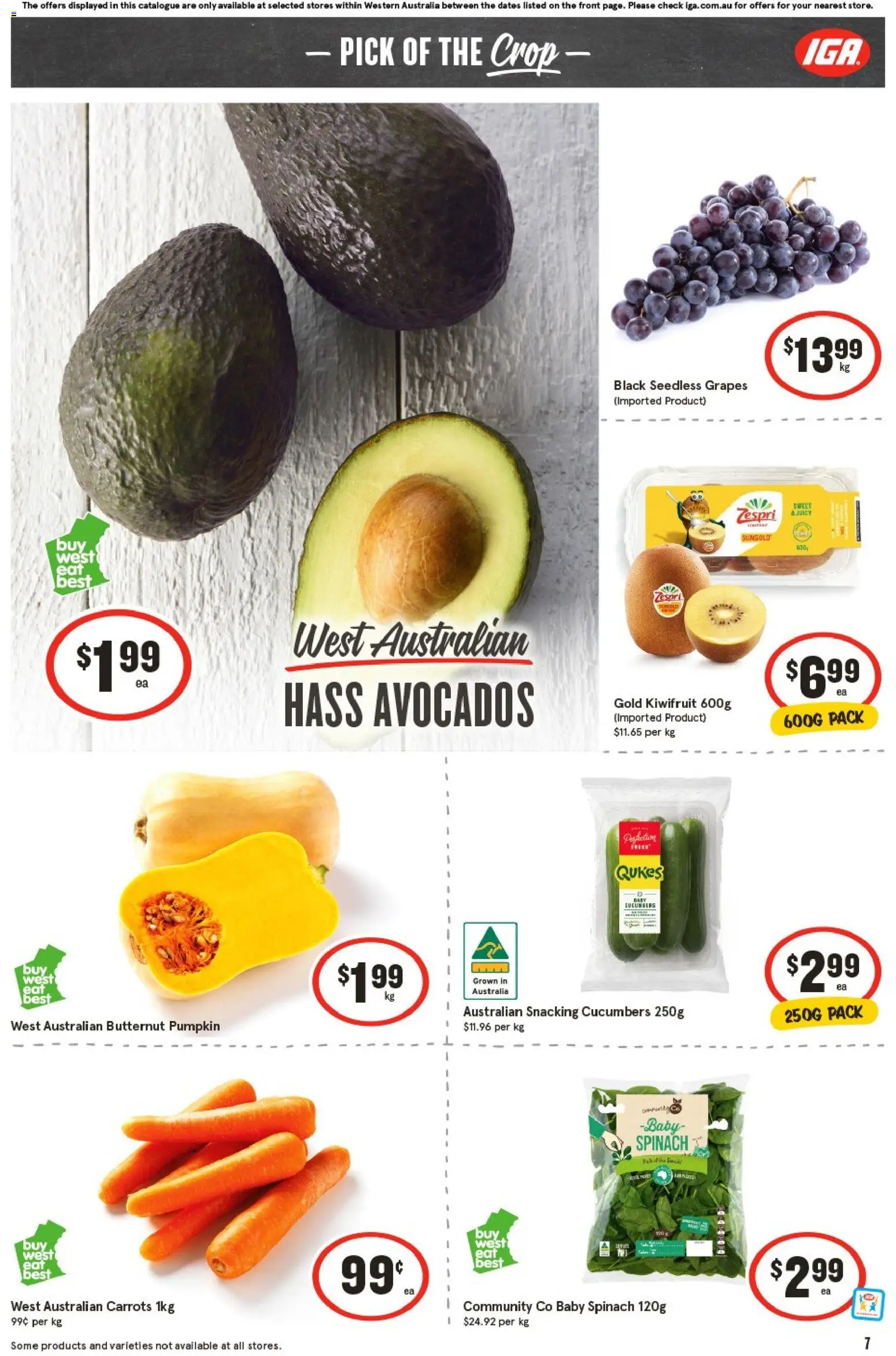 IGA catalogue - valid from 29.10.2025 | Page: 10 | Products: Carrots, Spinach, Pumpkin, Grapes