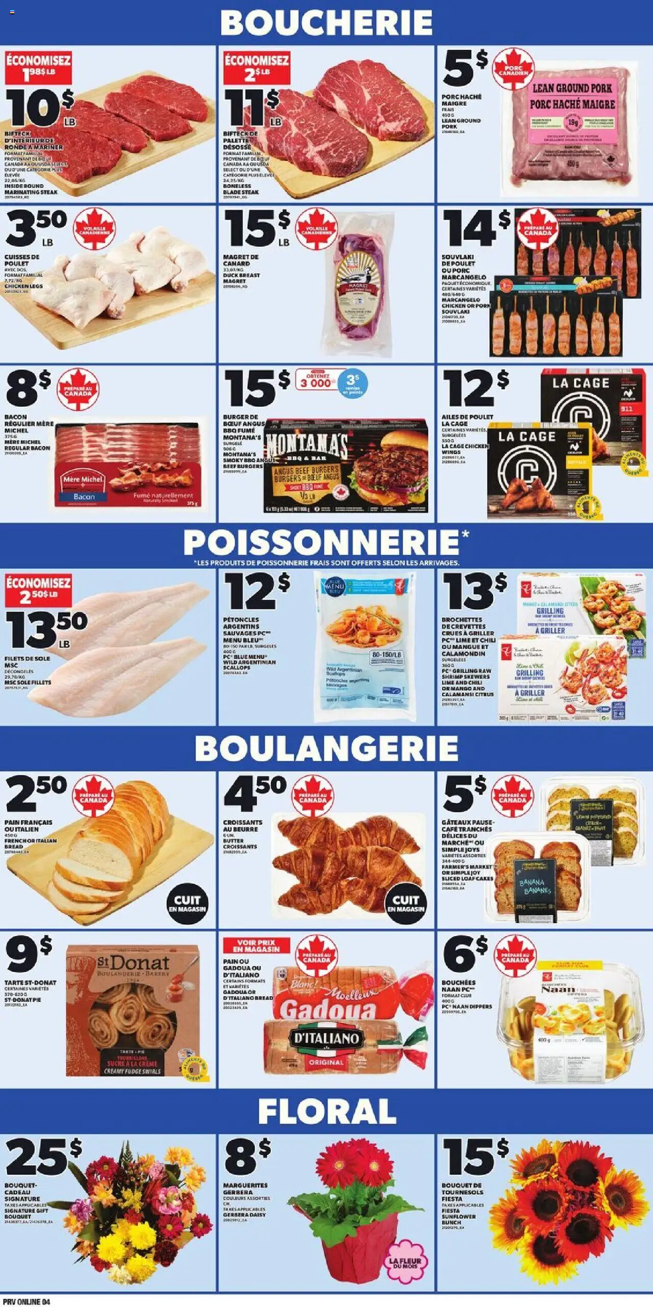 Provigo flyer valid from 14.08.2025 | Page: 4 | Products: Beef, Butter, Chicken, Pork
