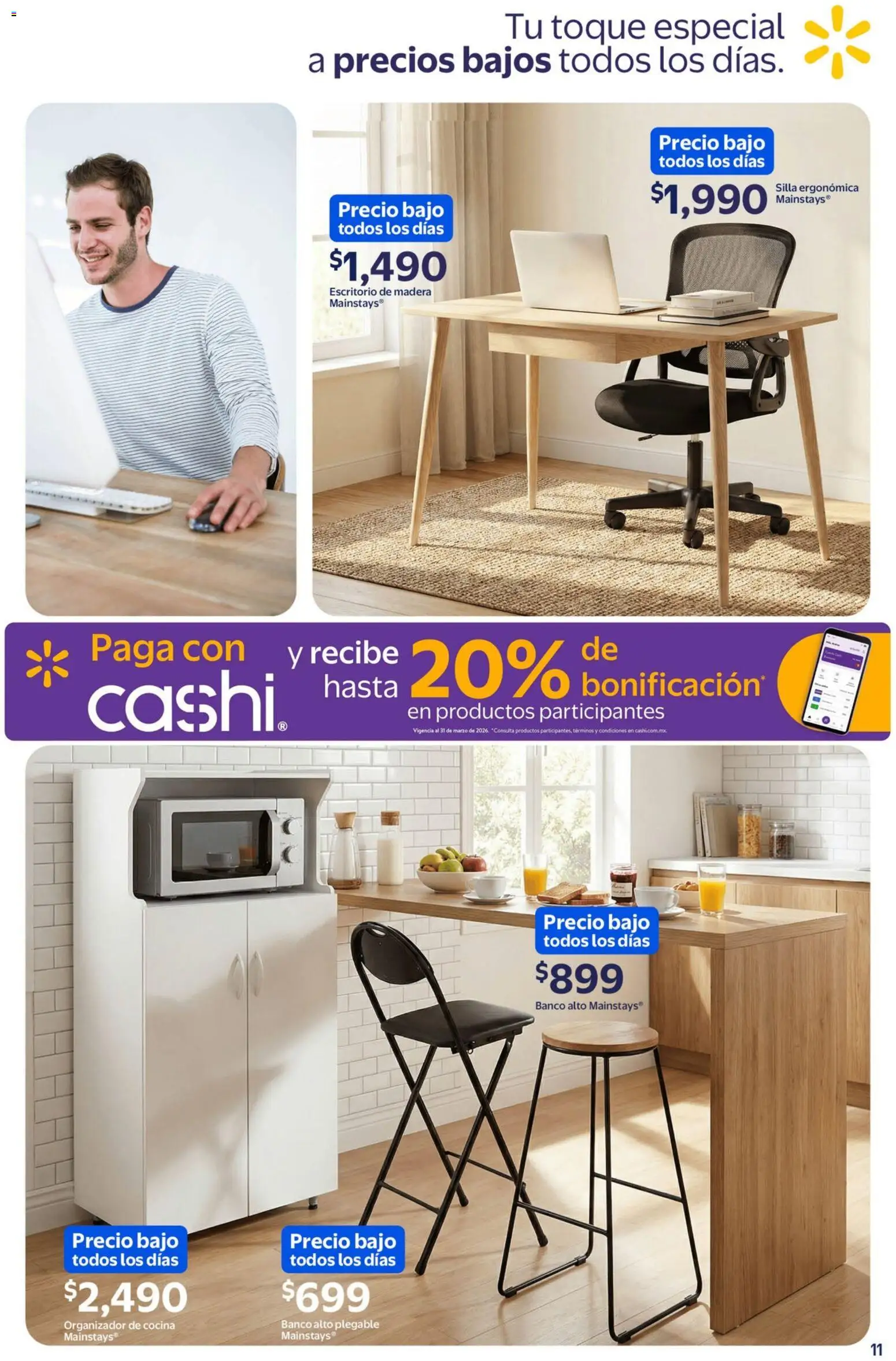 Nuevas ofertas de Walmart válidas en toda la República Mexicana desde el 17.02.2026. ¡Encuentra las mejores ofertas en Walmart catálogo Precios bajos! | Página: 11 | Productos: Silla, Organizador, Cocina, Banco
