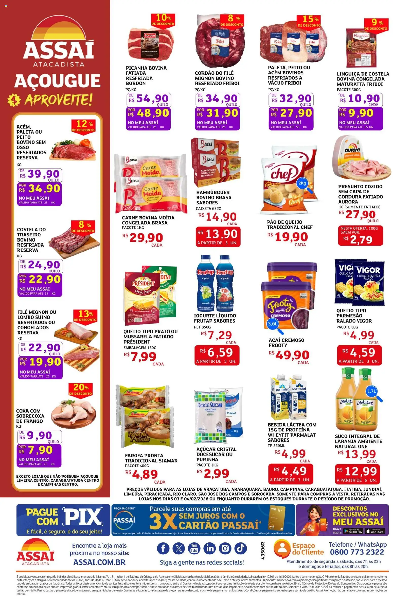 Assaí Atacadista Folheto - válido de 03.02.2026 | Página: 2 | Produtos: Filé mignon, Lombo, Pão, Farofa