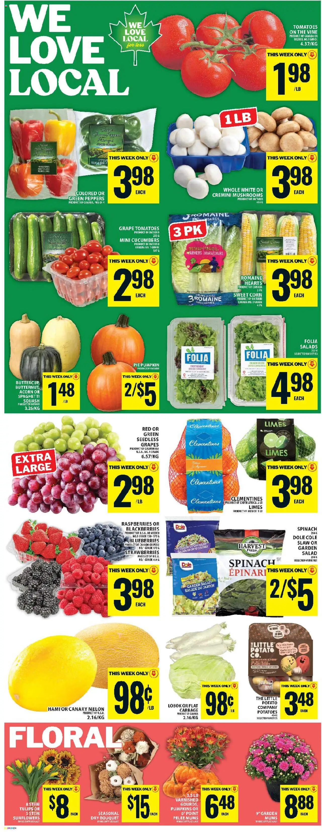 Food Basics flyer valid from 25.09.2025 | Page: 6 | Products: Cucumbers, Potatoes, Pumpkin, Tomatoes