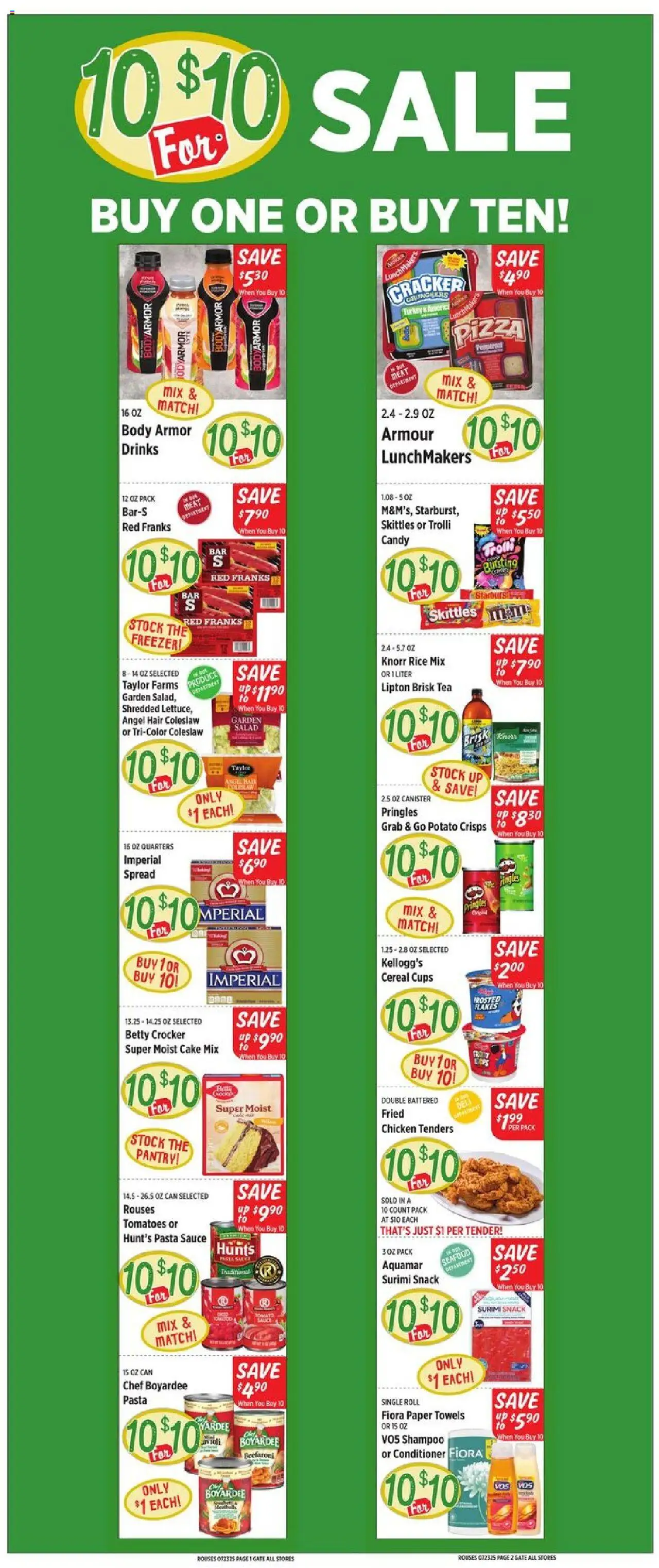 Rouses Weekly Ad - MS - valid from 23.07.2025 | Page: 1 | Products: Shampoo, Pizza, Salad, Seafood