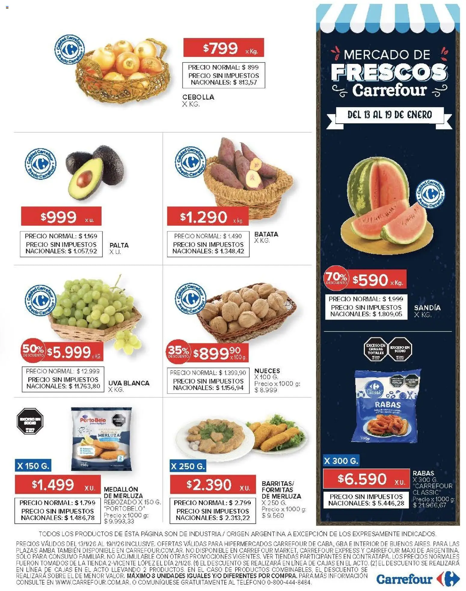 Carrefour ofertas │ válido desde el 13.01.2026 | Página: 18 | Productos: Caso, Cebolla, Batata, Uva