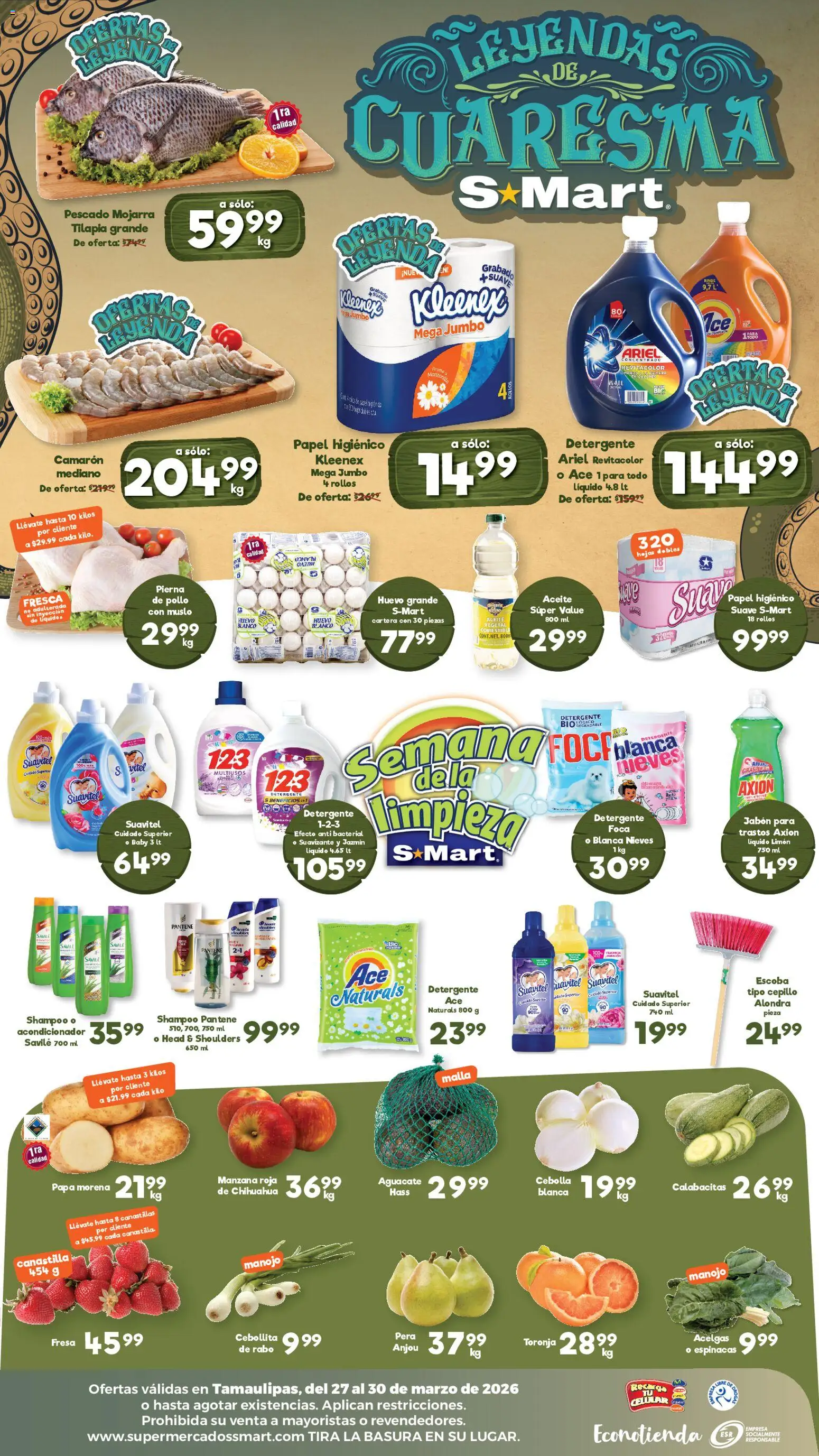 Nuevas ofertas de S-Mart válidas en toda la República Mexicana desde el 27.03.2026. ¡Encuentra las mejores ofertas en S-Mart folleto Reynosa! | Página: 2 | Productos: Huevo, Limón, Aguacate, Acondicionador