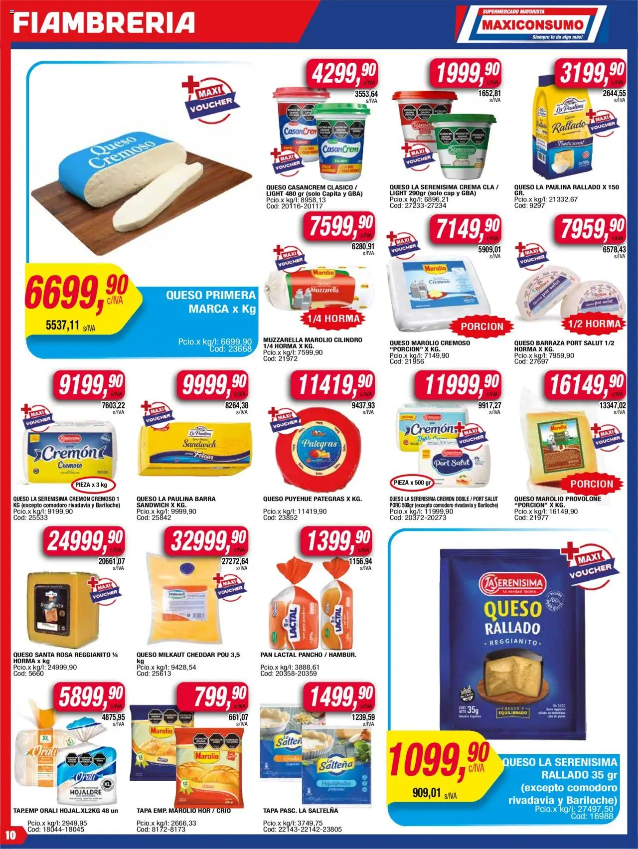 Maxiconsumo ofertas │ válido desde el 09.06.2025 | Página: 10 | Productos: Muzzarella, Pan, Té, Cava