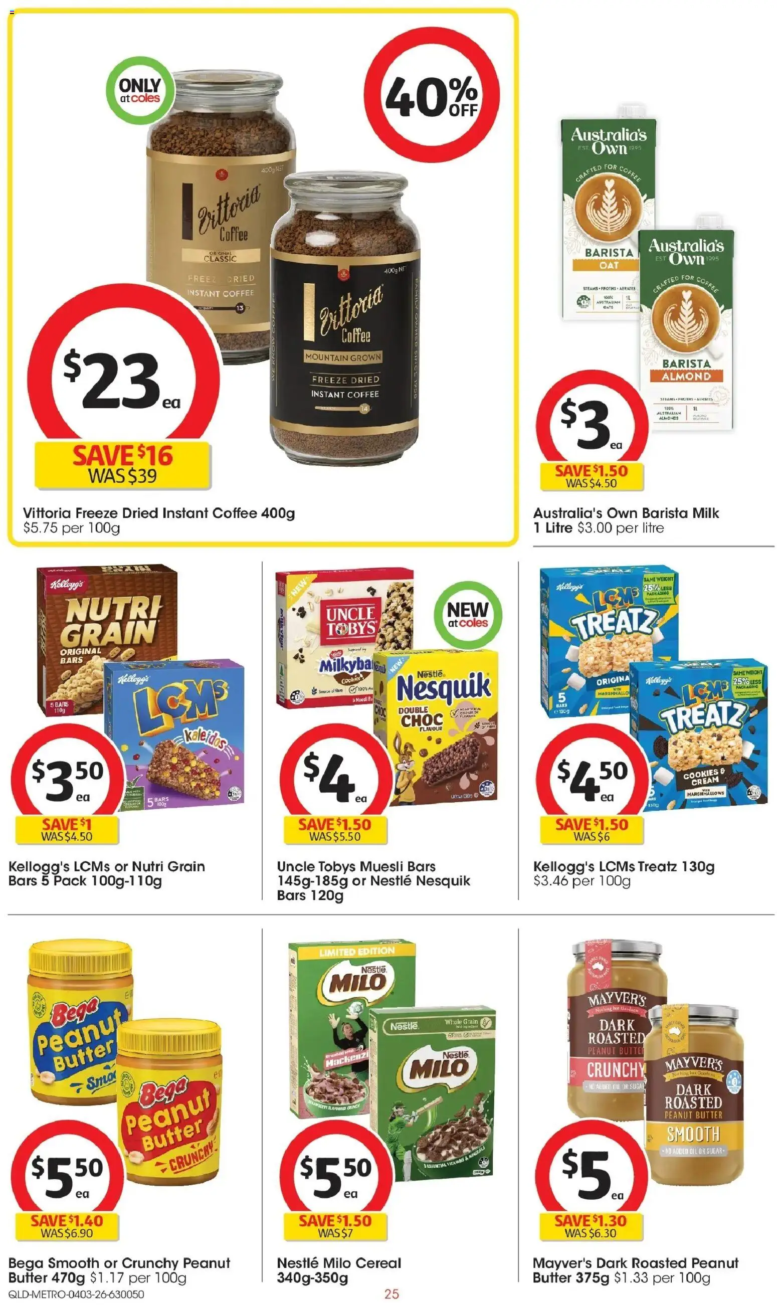 Coles catalogue - valid from 04.03.2026 | Page: 25 | Products: Almonds, Butter, Oats, Sugar