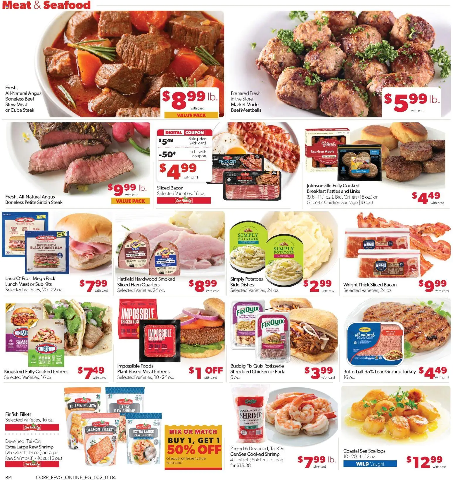 Family Fare Weekly Ad - MI - valid from 04.01.2026 | Page: 6 | Products: Pork, Bourbon, Seafood, Sausage