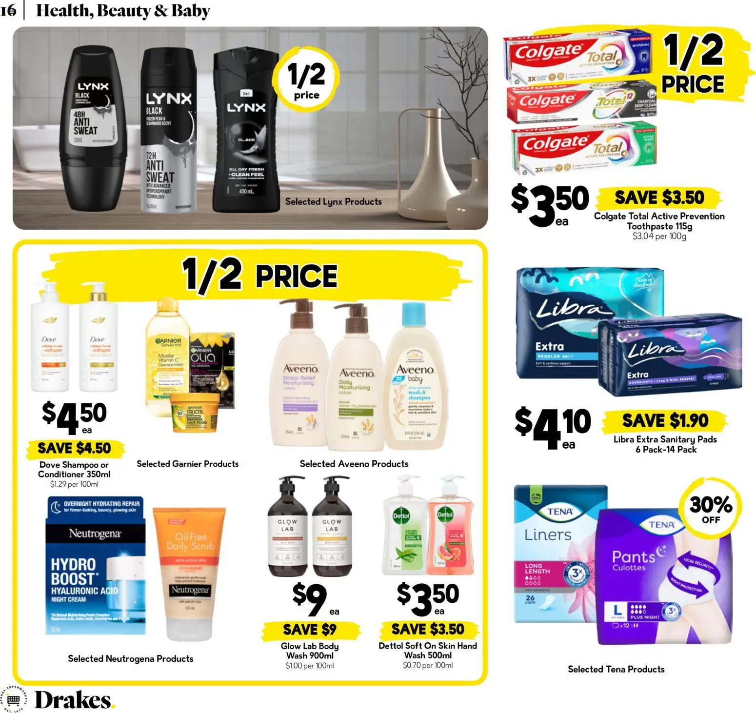 Drakes catalogue - valid from 29.04.2026 | Page: 16 | Products: Antiperspirant, Toothpaste, Collagen, Sanitary pads