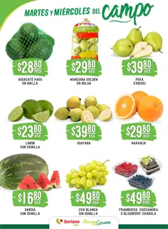 Vista previa de Soriana - Martes y Miércoles del Campo Súper: Saltillo y Torreón, nuevo folleto de la tienda, válido en México a partir del 28.10.2025 | Página: 2 | Productos: Sandía, Bolsa, Limón, Uva