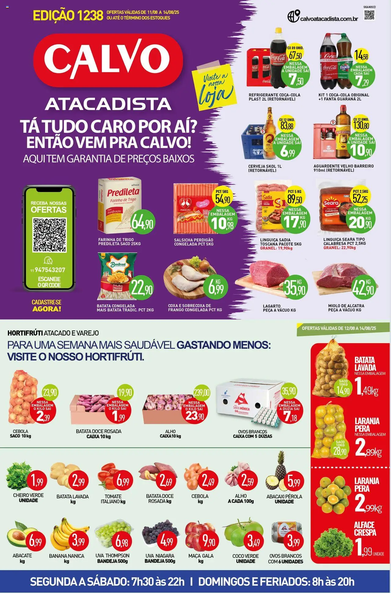 Calvo Atacadista Folheto - válido de 11.08.2025 | Página: 1 | Produtos: Ovos, Cerveja, Bandeja, Batata