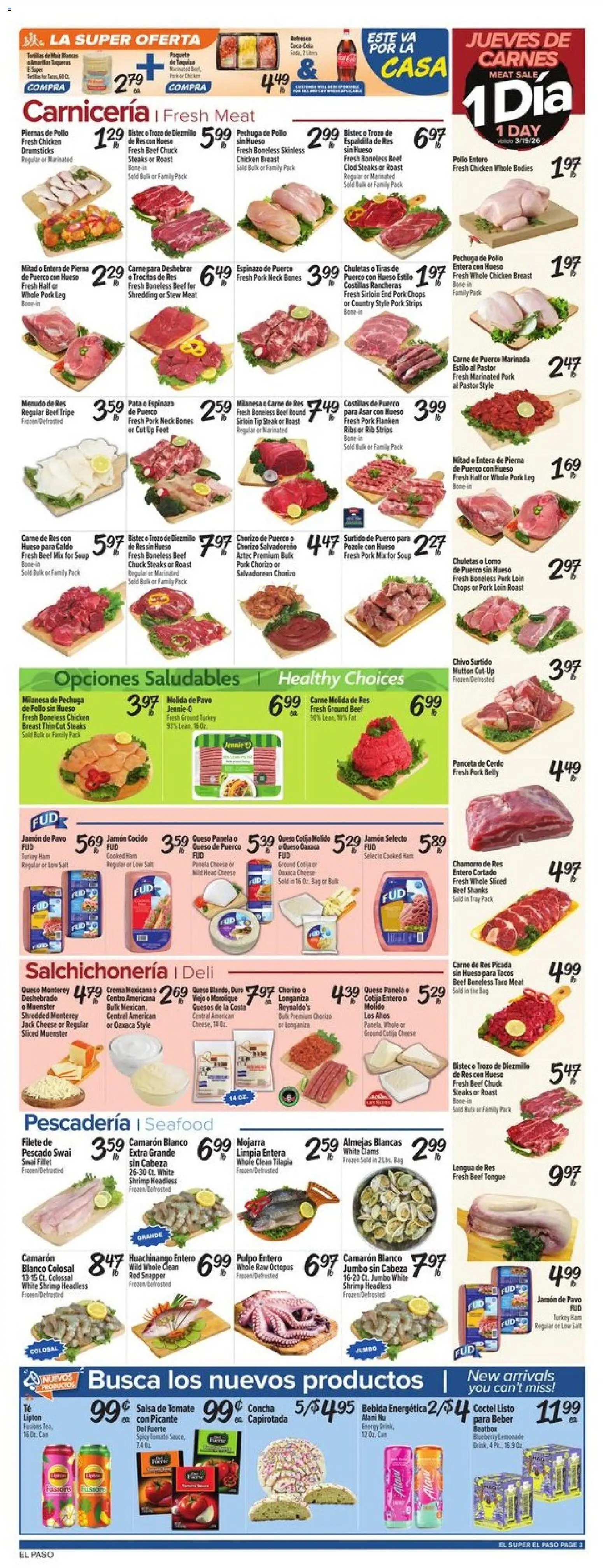 El Super Weekly Ad - TX - valid from 18.03.2026 | Page: 3 | Products: Cheese, Beef, Salt, Bag