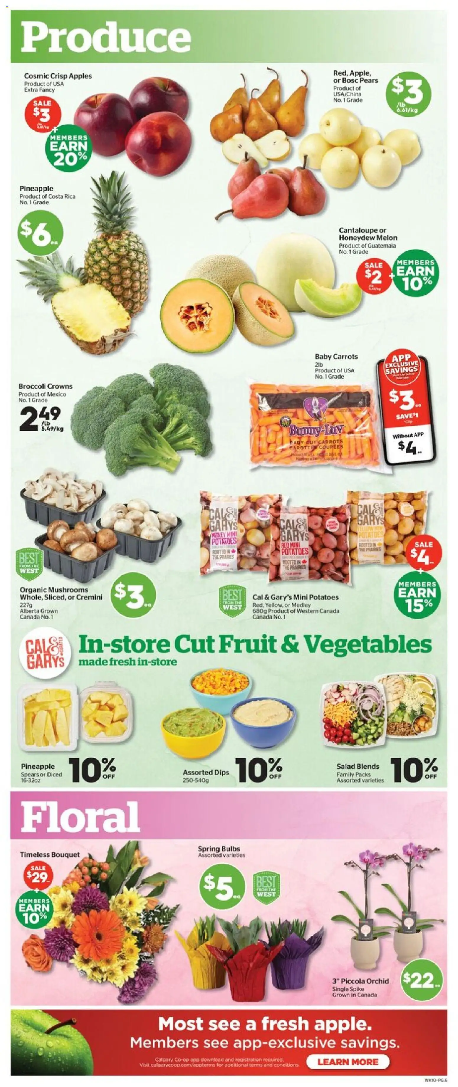 Calgary Co-op flyer valid from 08.01.2026 | Page: 6 | Products: Pineapple, Salad, Potatoes, Apples