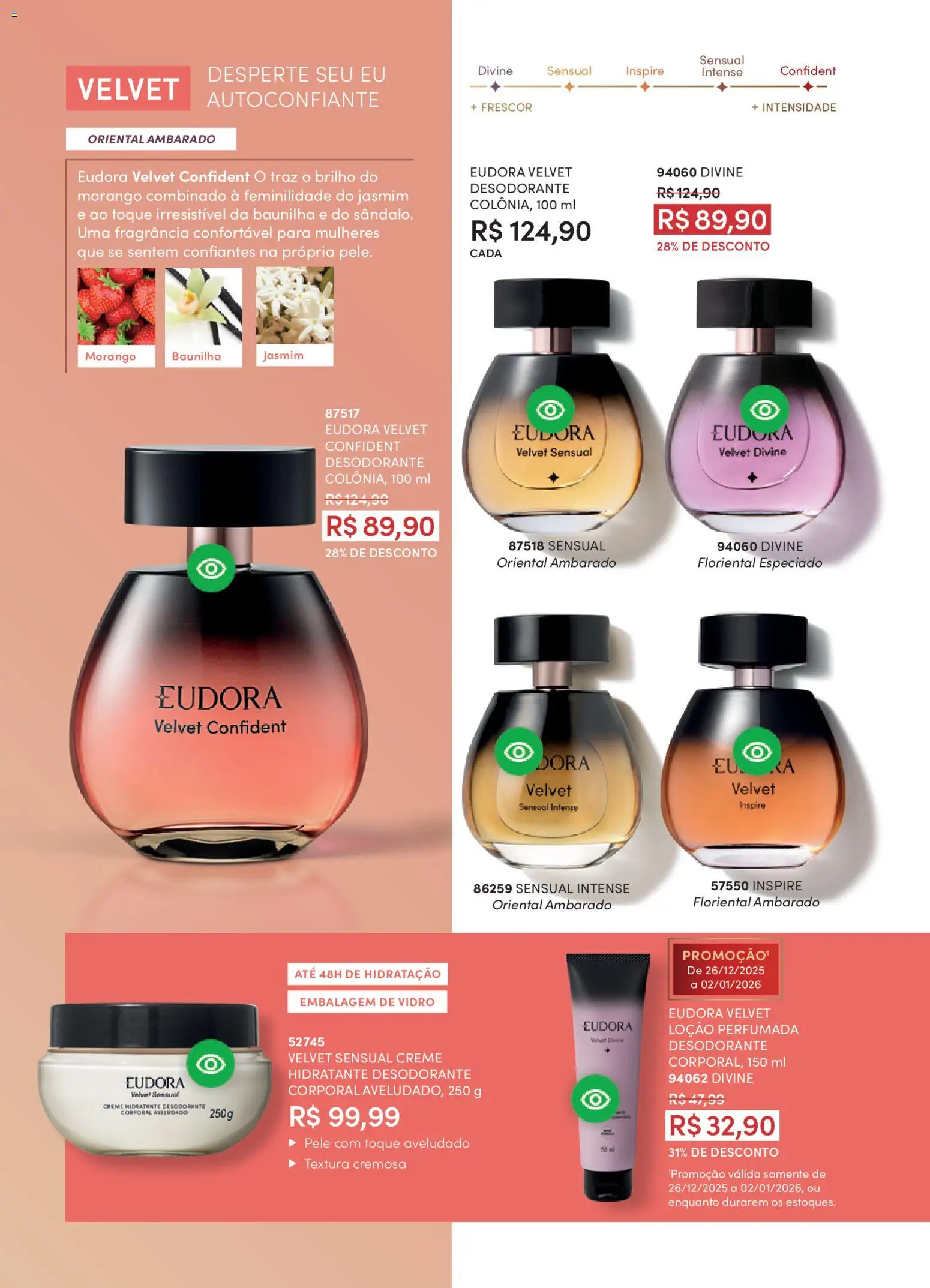 Eudora Folheto - válido de 17.12.2025 | Página: 63 | Produtos: Fragrância, Desodorante, Creme