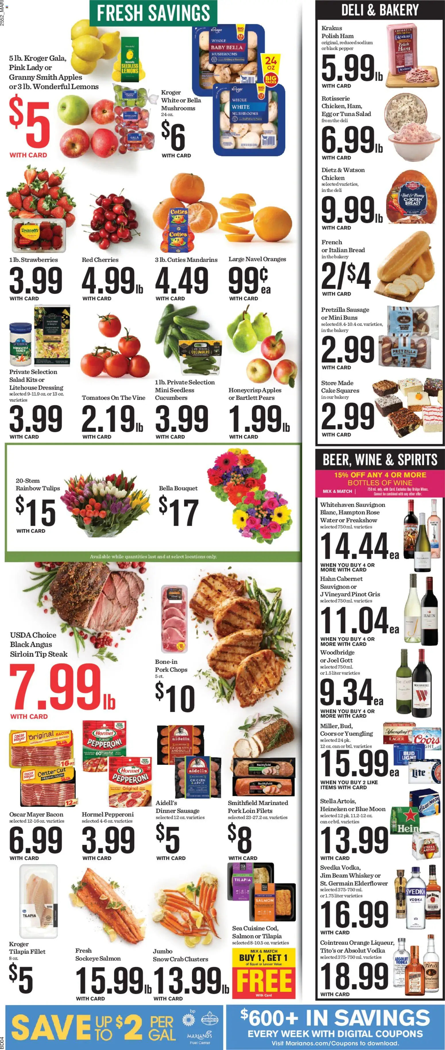 Mariano's Weekly Ad - valid from 28.01.2026 | Page: 6 | Products: Cherries, Mushrooms, Bread, Whiskey