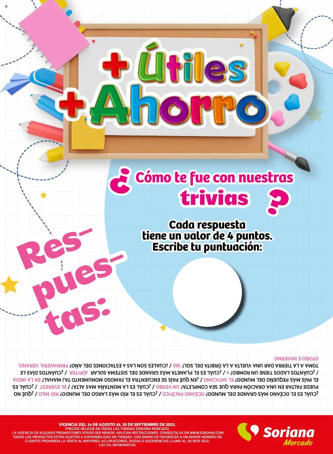 Nuevas ofertas de Soriana válidas en toda la República Mexicana desde el 14.08.2025. ¡Encuentra las mejores ofertas en Soriana - Más Útiles más Ahorro Mercado Nacional! | Página: 25 | Productos: Res, Té