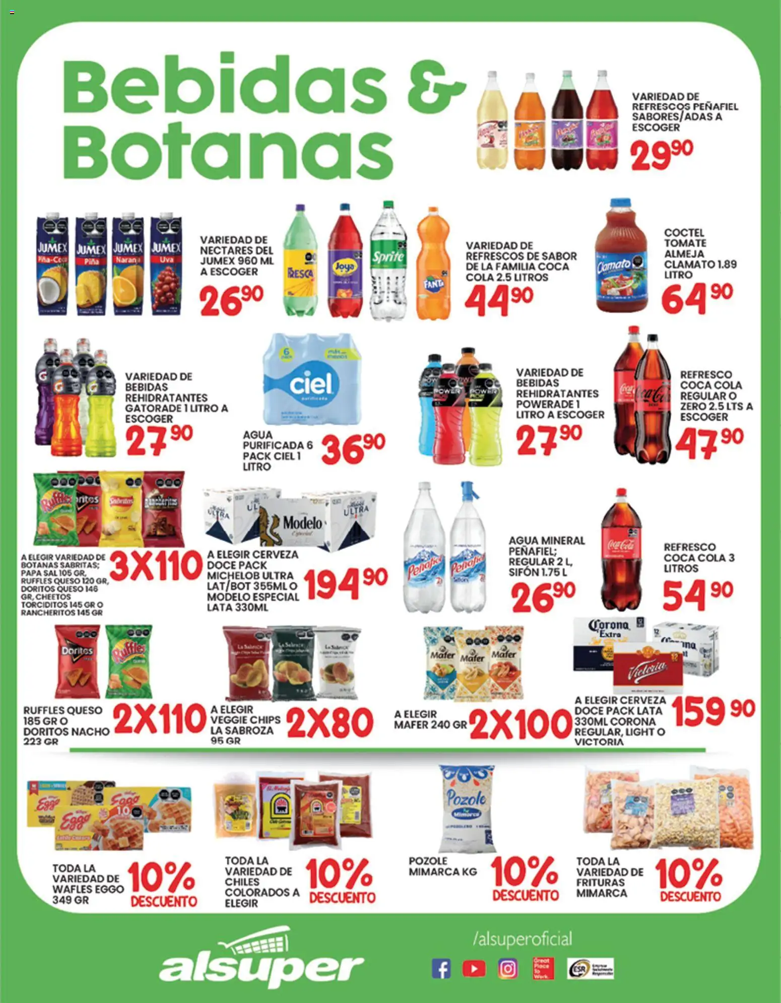 Nuevas ofertas de Alsuper válidas en toda la República Mexicana desde el 09.01.2026. ¡Encuentra las mejores ofertas en Alsuper folleto Durango! | Página: 3 | Productos: Refresco, Tomate, Agua, Cerveza