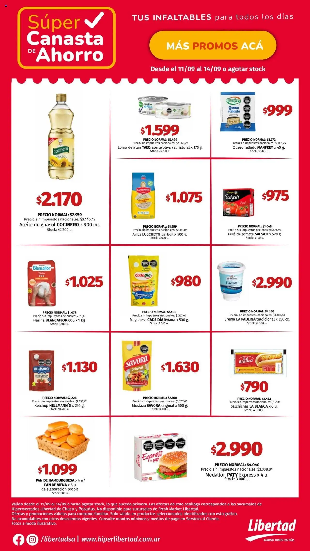 Hipermercado Libertad - Canasta - NEA │ válido desde el 11.09.2025 | Página: 1 | Productos: Queso, Pan, Crema, Canasta