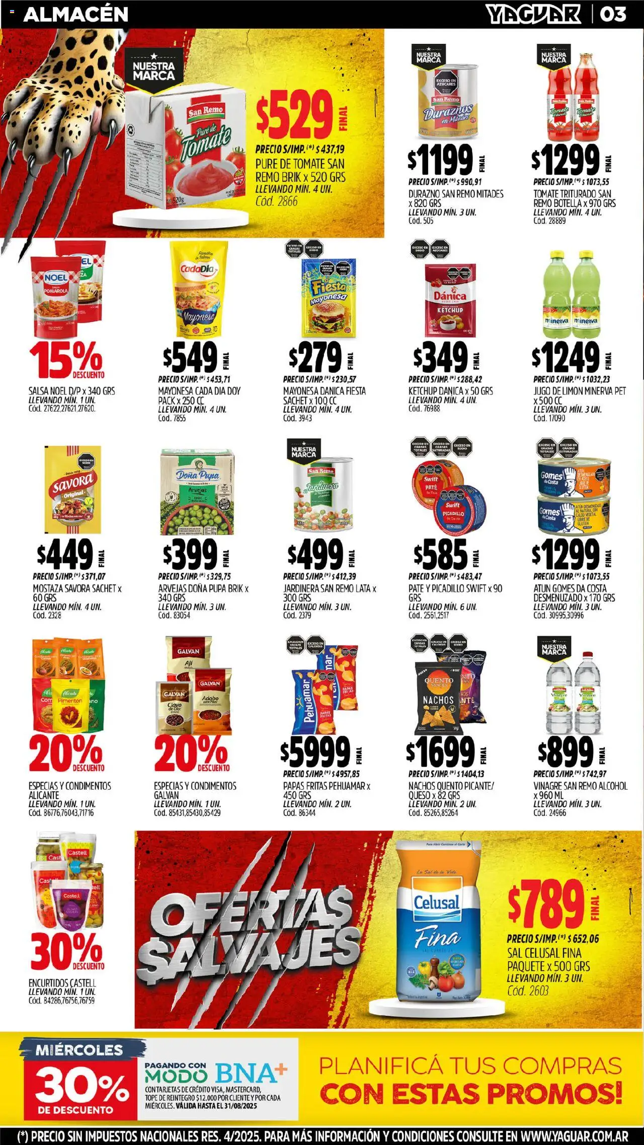 Yaguar - San Juan │ válido desde el 04.08.2025 | Página: 3 | Productos: Vinagre, Atún, Limón, Jugo