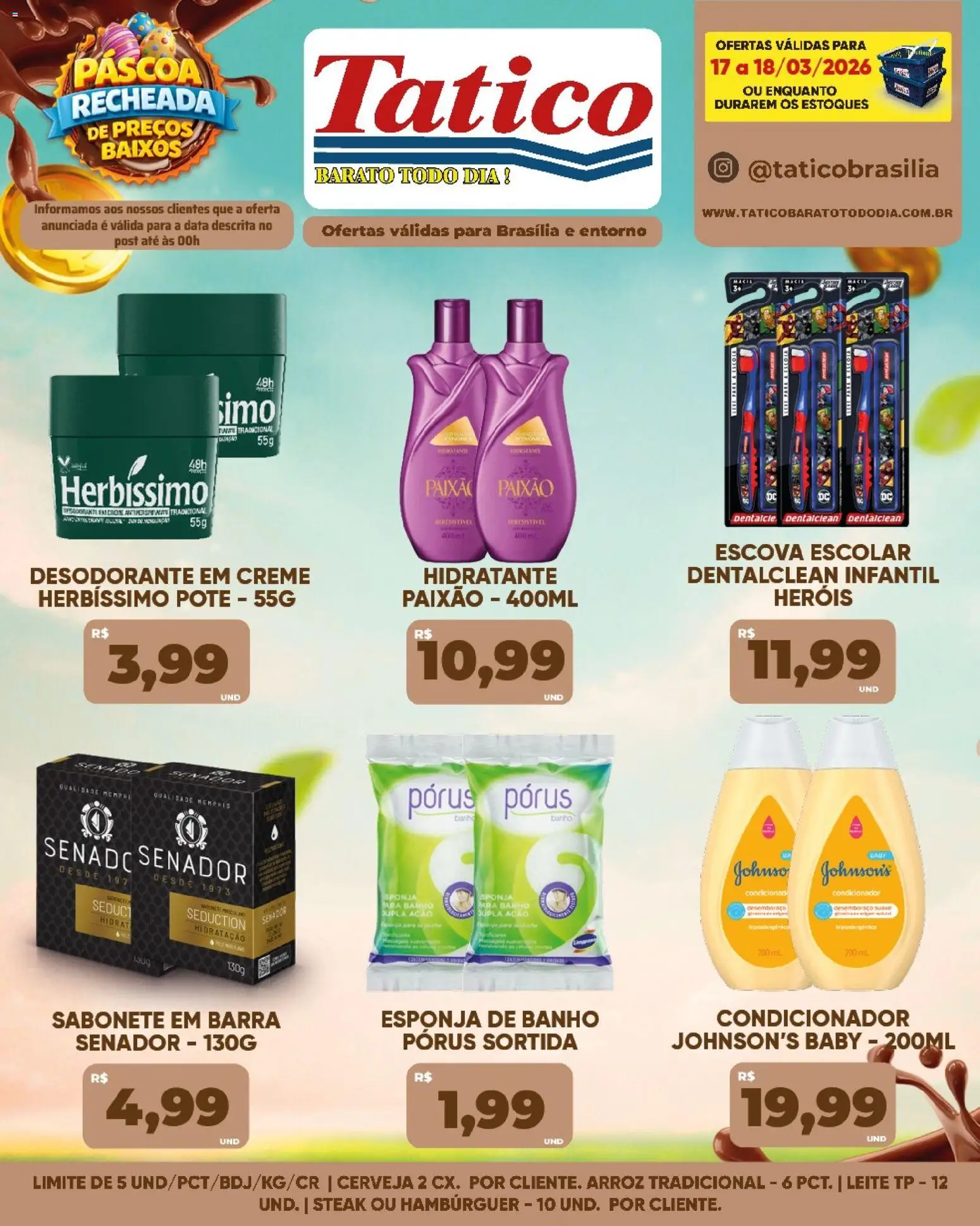 Tatico Folheto - válido de 17.03.2026 | Página: 20 | Produtos: Condicionador, Leite, Sabonete, Esponja de banho