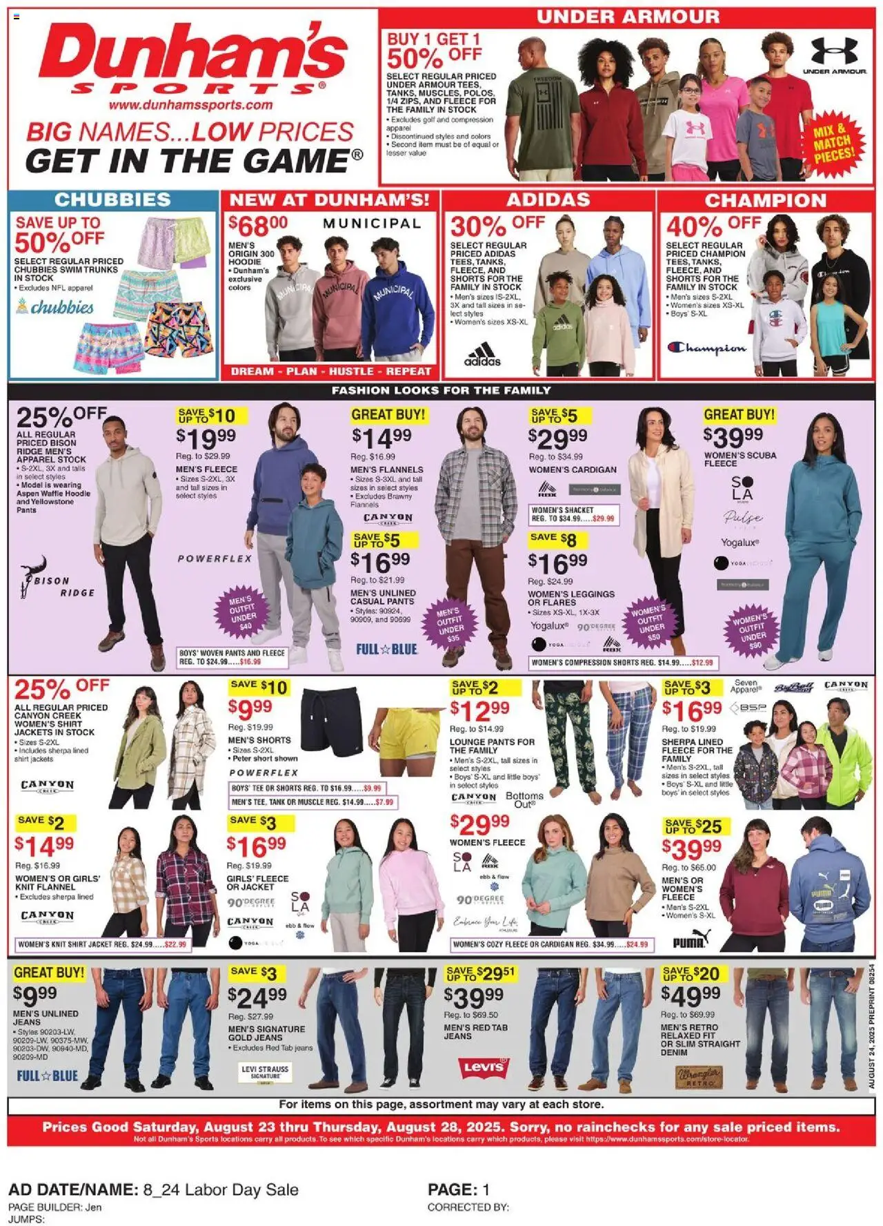 Dunham's Sports Weekly Ad - valid from 23.08.2025 | Page: 1 | Products: Ridge, Hoodie, Pants, Leggings