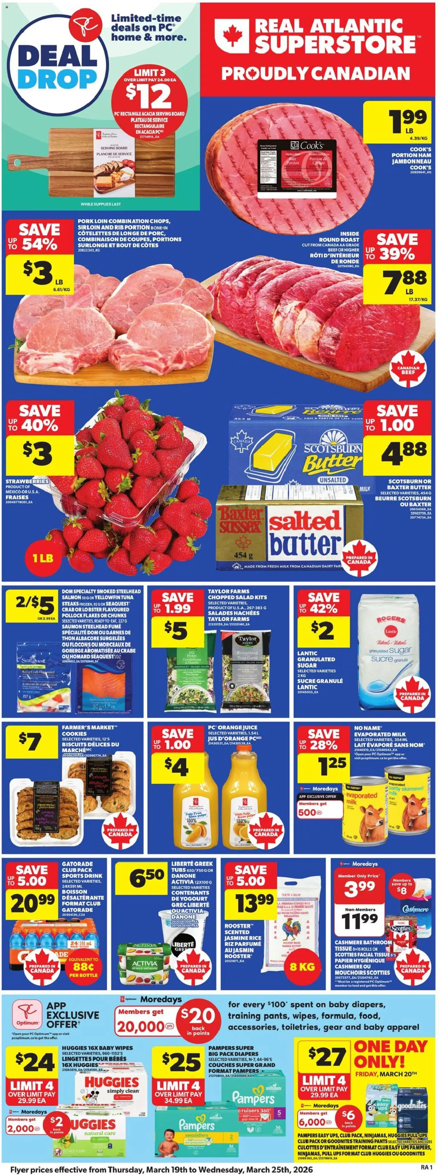 Atlantic Superstore flyer valid from 19.03.2026 | Page: 3 | Products: PC, Butter, Ham, Pork