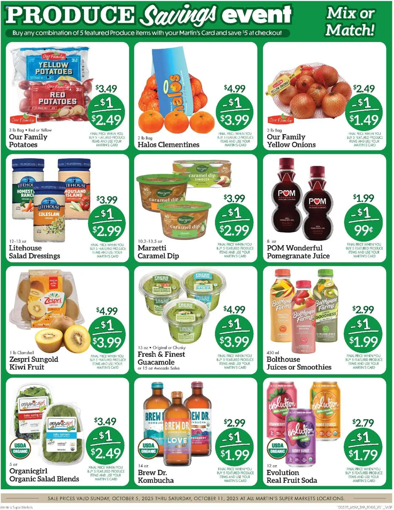 Martin’s Weekly Ad - valid from 05.10.2025 | Page: 6 | Products: Spinach, Kiwi, Avocado, Bag