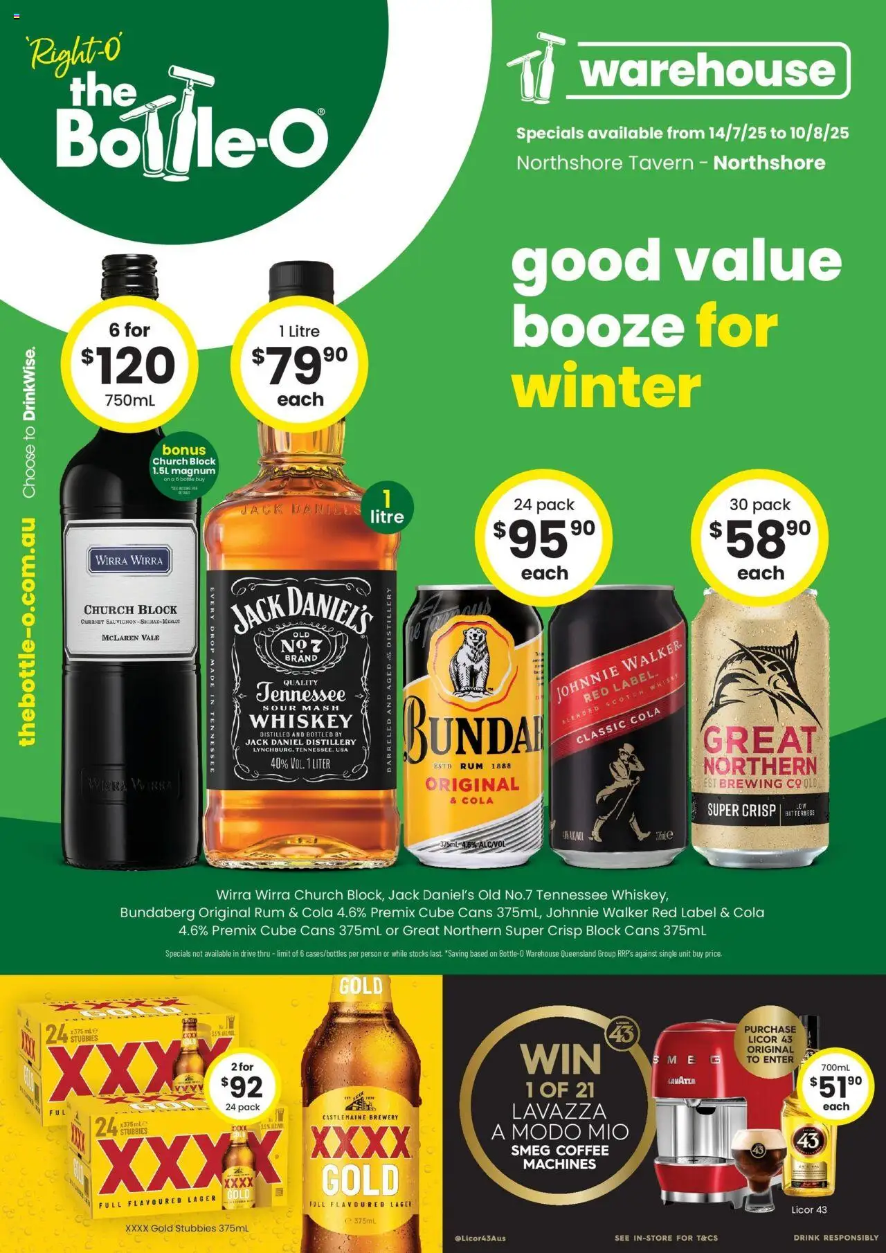 The Bottle-O catalogue - valid from 14.07.2025 | Page: 1 | Products: Coffee, Whiskey, Rum, Scotch