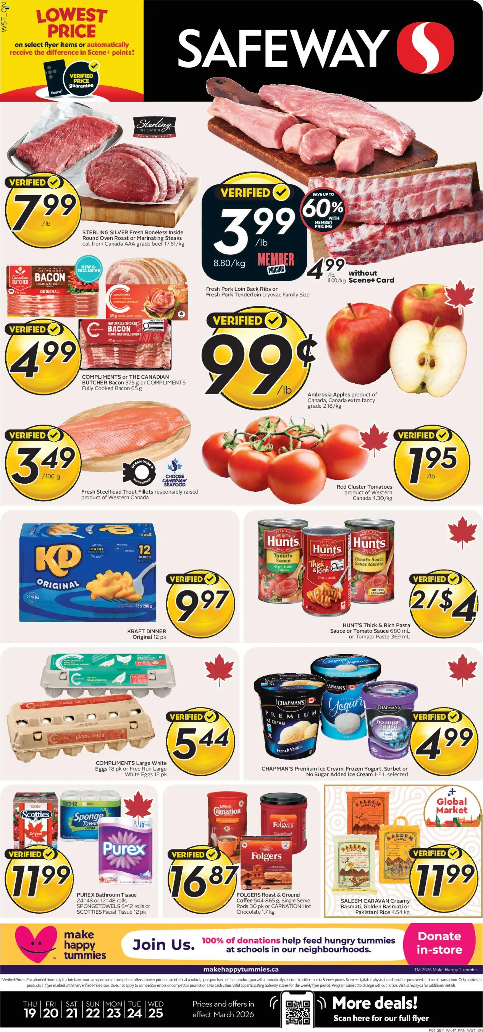 Safeway flyer valid from 19.03.2026 | Page: 1 | Products: Ice cream, Eggs, Chocolate, Pork