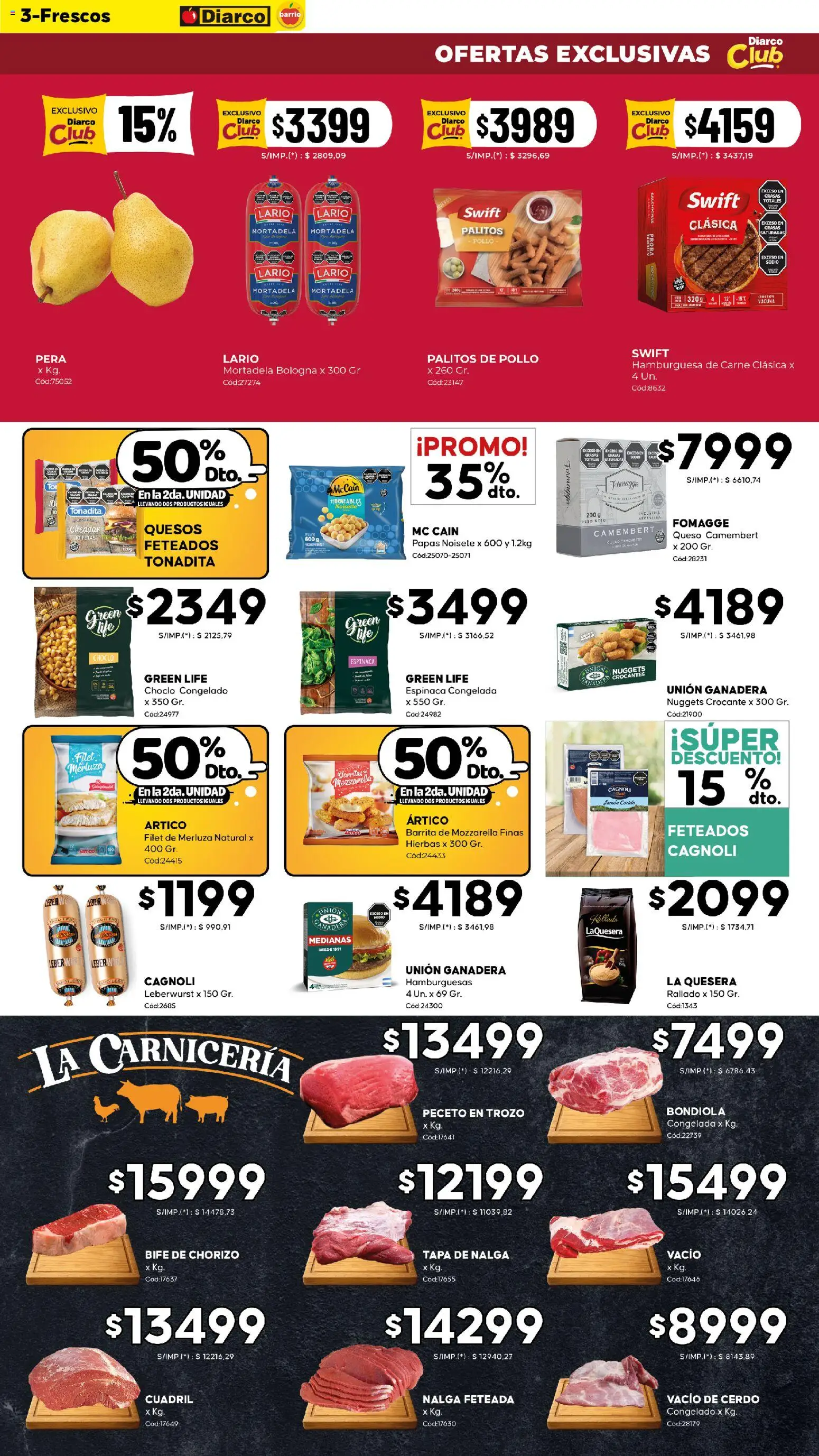 Diarco - Ofertas Diarco Barrio │ válido desde el 27.10.2025 | Página: 3 | Productos: Peso, Mortadela, Chorizo, Espinaca