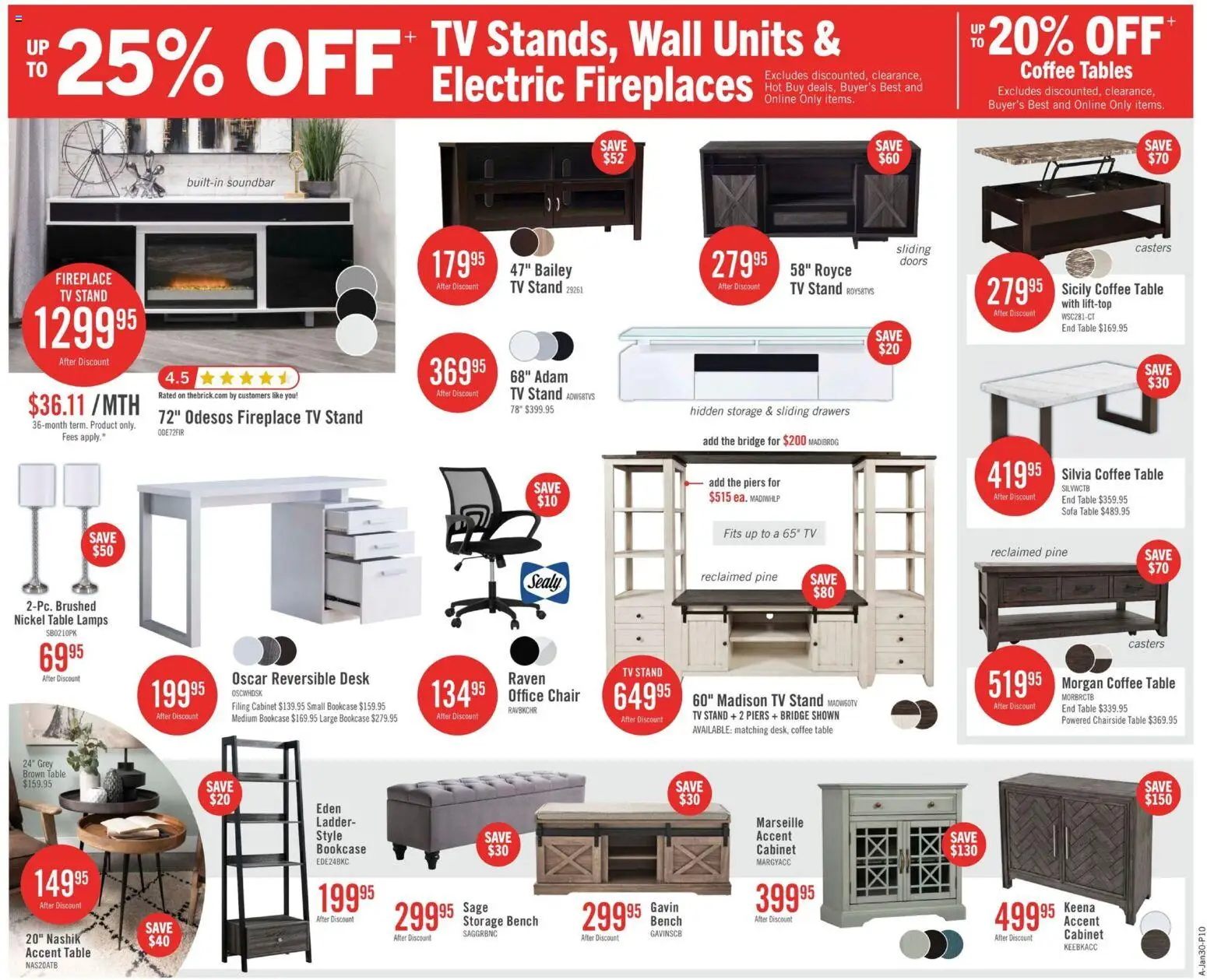 The Brick flyer valid from 29.01.2026 | Page: 9 | Products: Tv, Coffee table, Chair, Cabinet