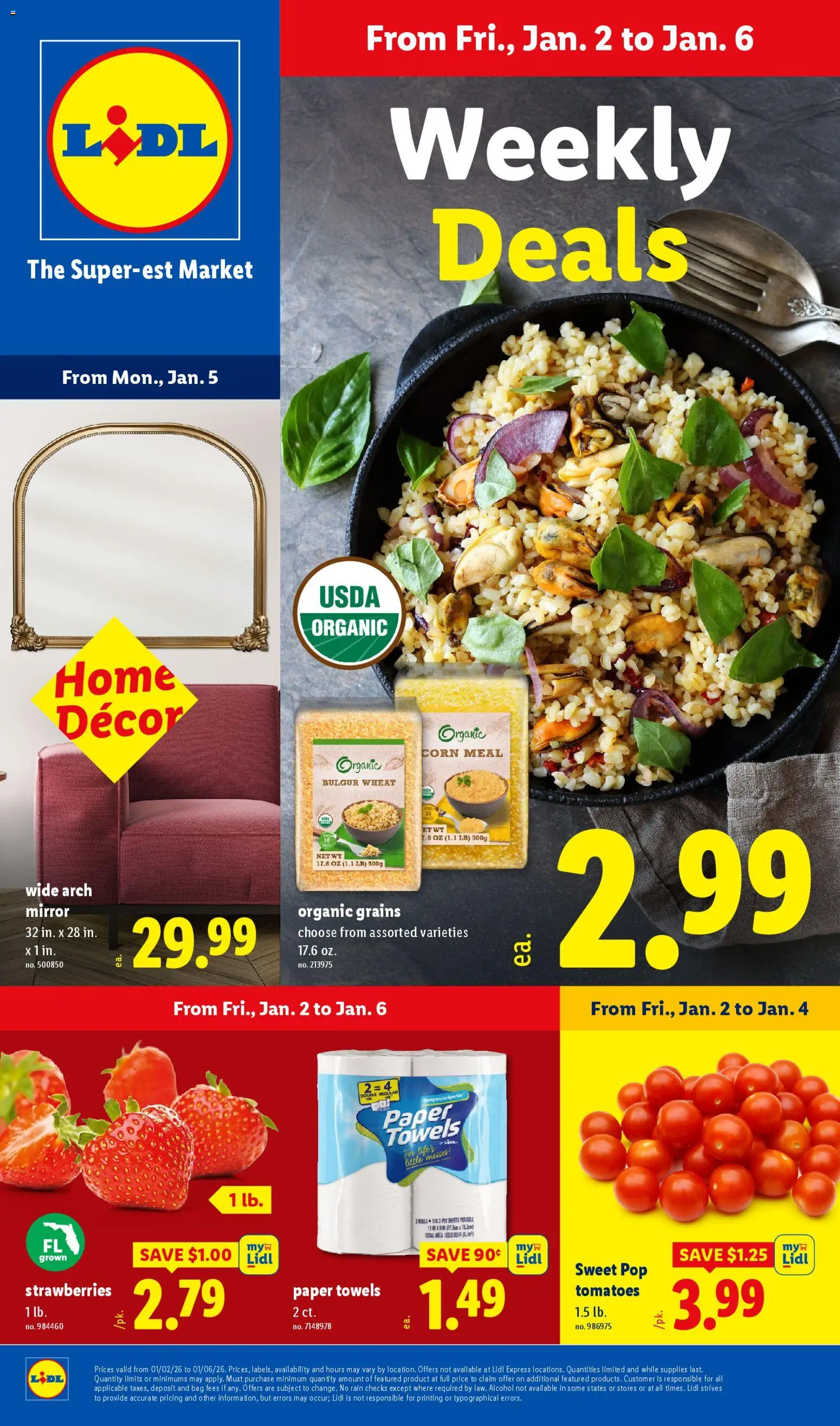 Lidl Weekly Ad - valid from 02.01.2026 | Page: 1 | Products: Corn, Mirror, Tomatoes, Strawberries