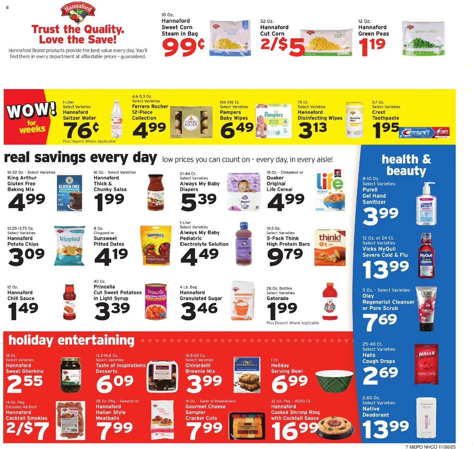 Hannaford Weekly Ad - valid from 30.11.2025 | Page: 7 | Products: Corn, Chips, Potatoes, Water