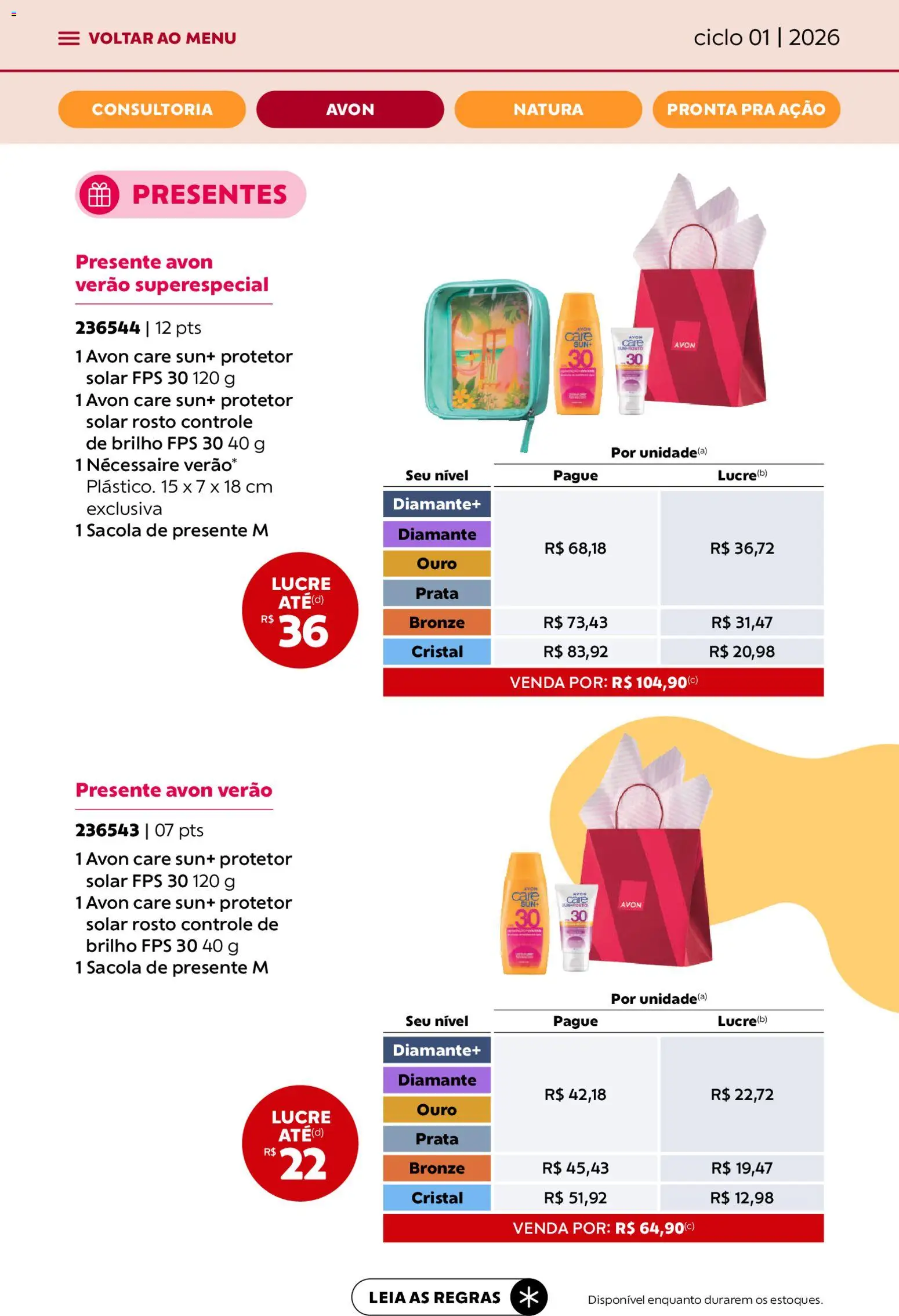 Avon Folheto - válido de 19.12.2025 | Página: 22 | Produtos: Protetor solar, Necessaire