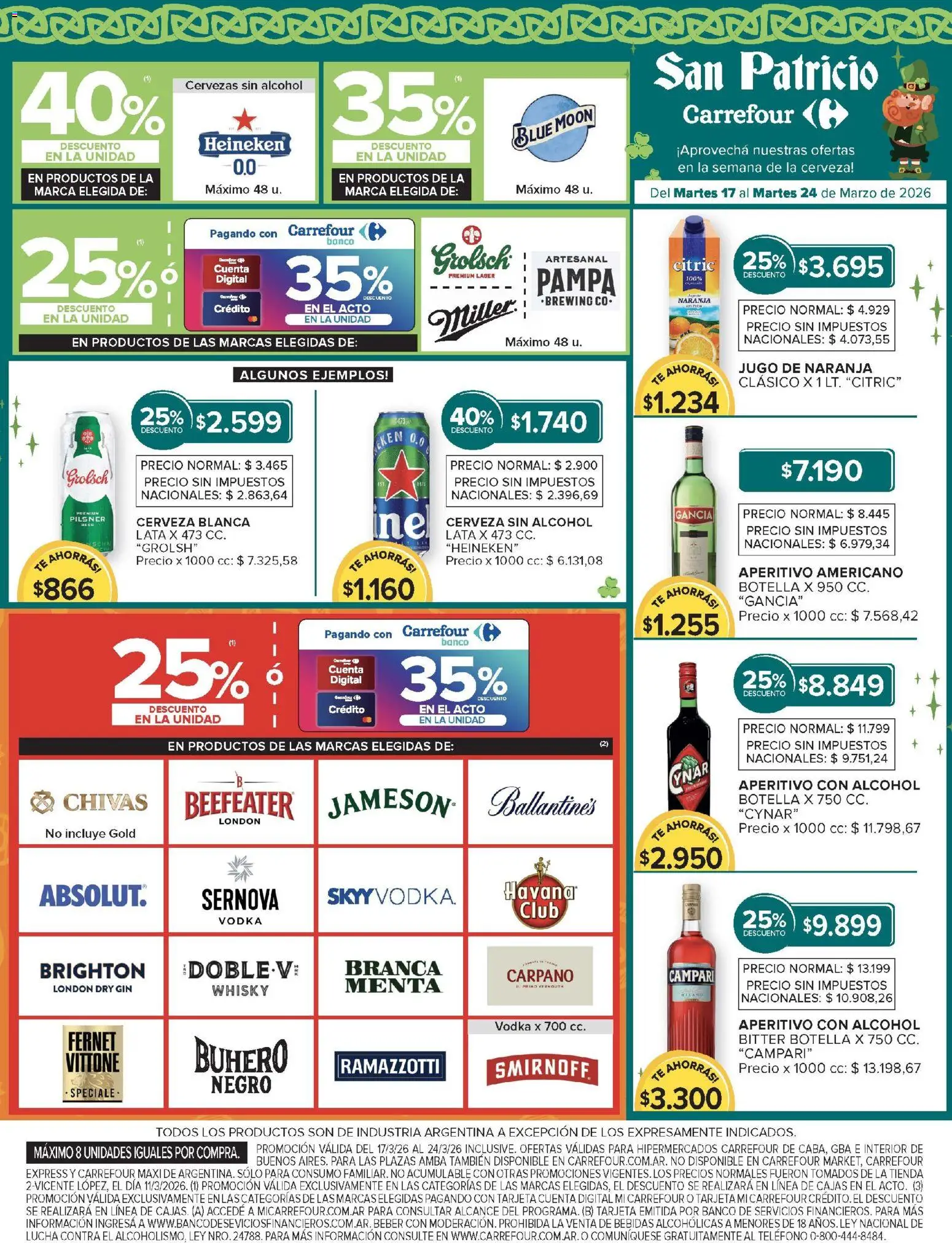 Carrefour ofertas │ válido desde el 17.03.2026 | Página: 13 | Productos: Whisky, Teléfono, Fernet, Té
