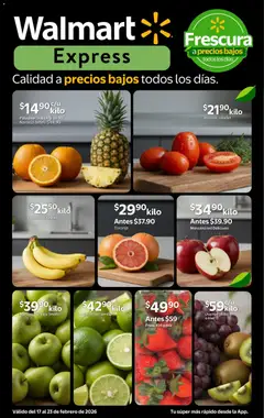 Vista previa de Walmart Express folleto Calidad a precios bajos, nuevo folleto de la tienda, válido en México a partir del 17.02.2026