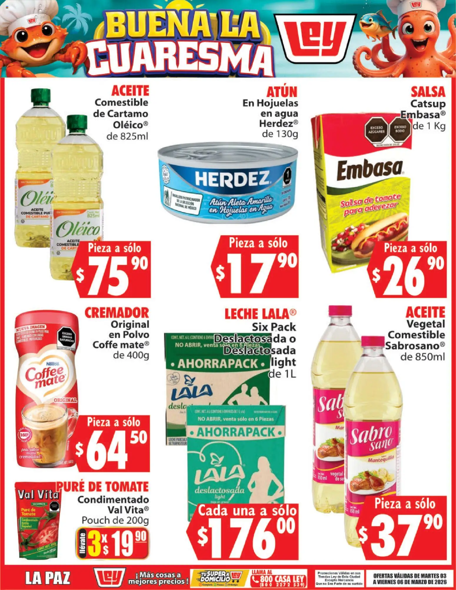 Nuevas ofertas de Casa Ley válidas en toda la República Mexicana desde el 03.03.2026. ¡Encuentra las mejores ofertas en Casa Ley folleto Buena la Cuaresma! | Página: 2 | Productos: Catsup, Hojuelas, Mate, Polvo