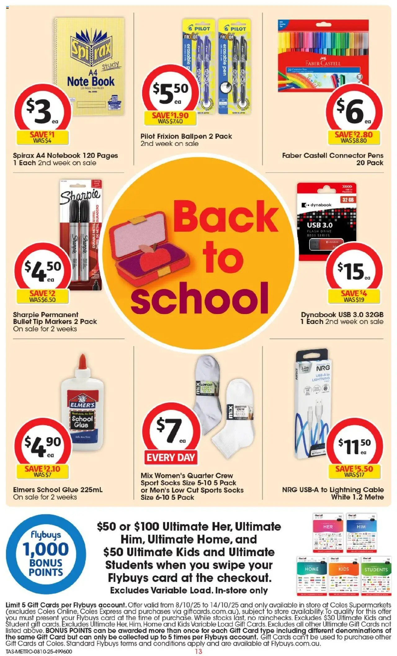 Coles catalogue - valid from 08.10.2025 | Page: 13 | Products: Notebook, Glue, Connector, Usb