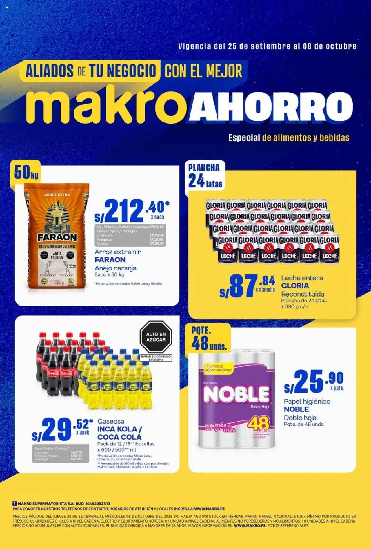 Catálogo Makro válido desde 25.09.2025 | Página: 1 | Productos: Leche, Arroz, Té, Saco