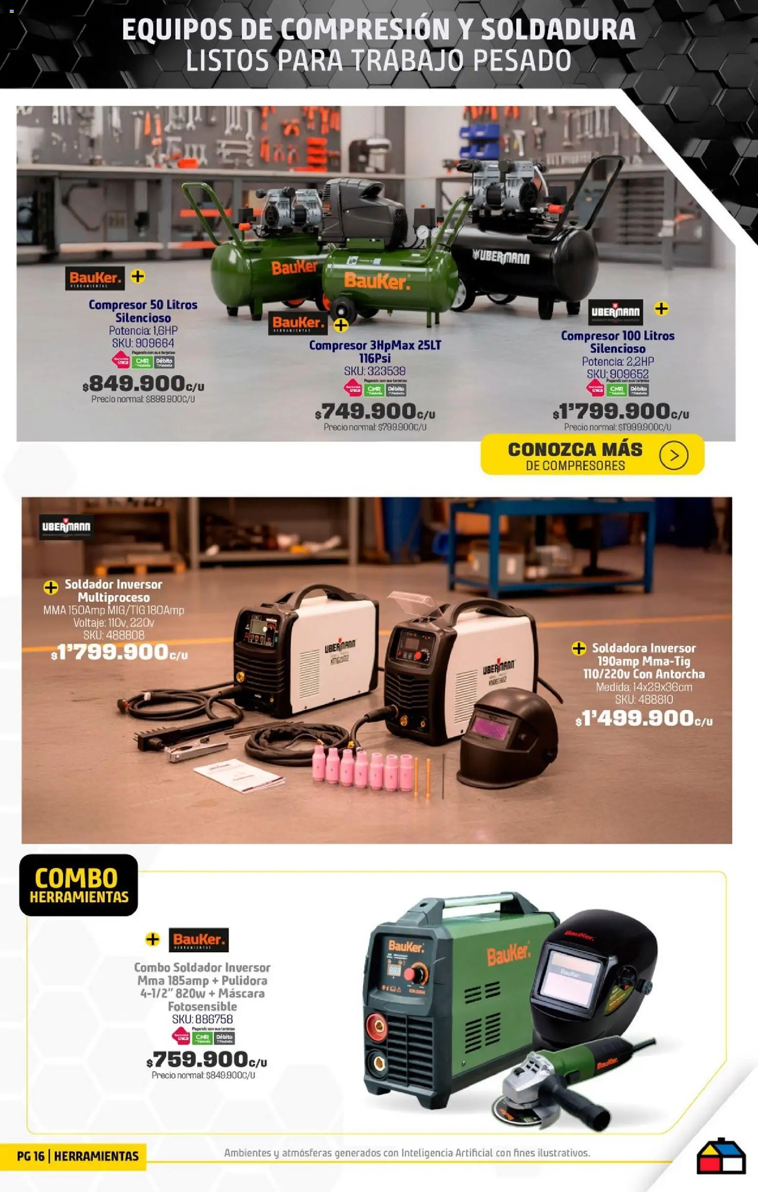 Homecenter revista - valida desde el 11.11.2025 | Página: 16 | Productos: Pulidora, Soldadora, Máscara