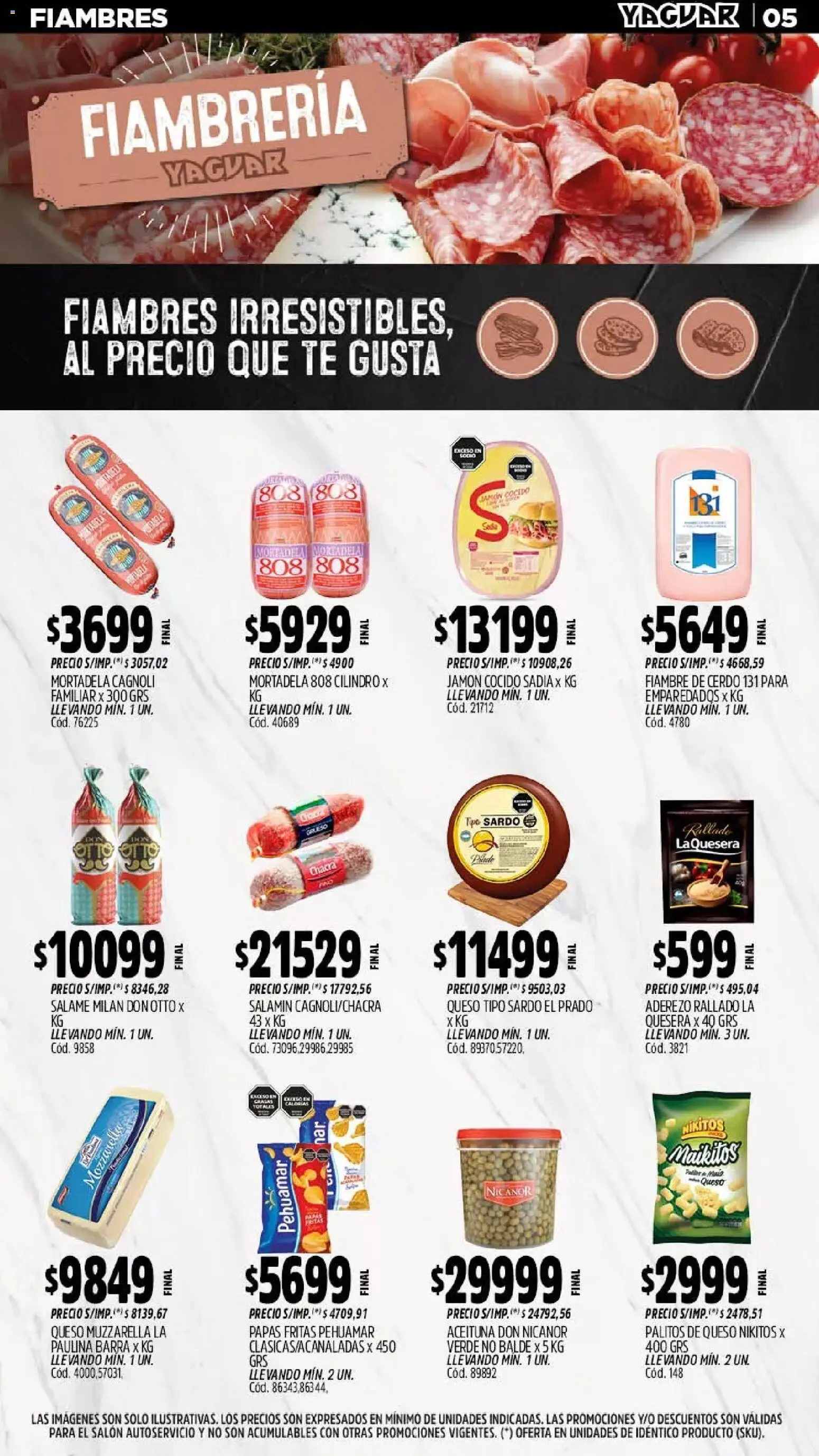 Yaguar - Oferta Semanal Mar del Plata │ válido desde el 20.04.2026 | Página: 5 | Productos: Jamón cocido, Mortadela, Té, Papas fritas