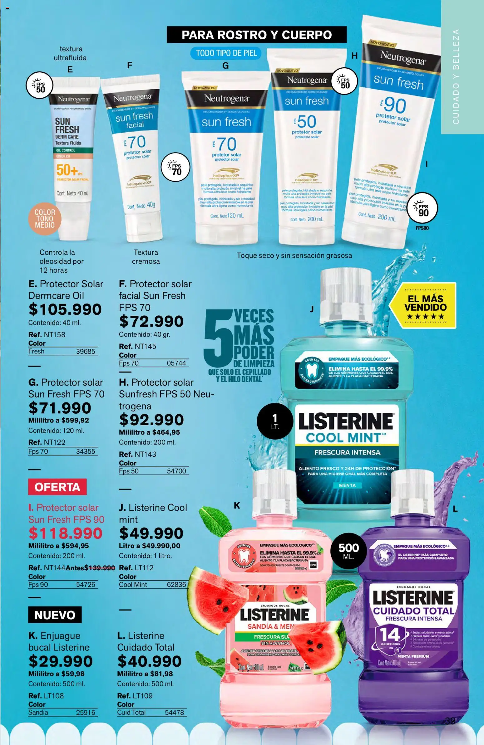 Leonisa revista - valida desde el 16.03.2026 | Página: 39 | Productos: Protector solar, Enjuague bucal, Pala, Tintura