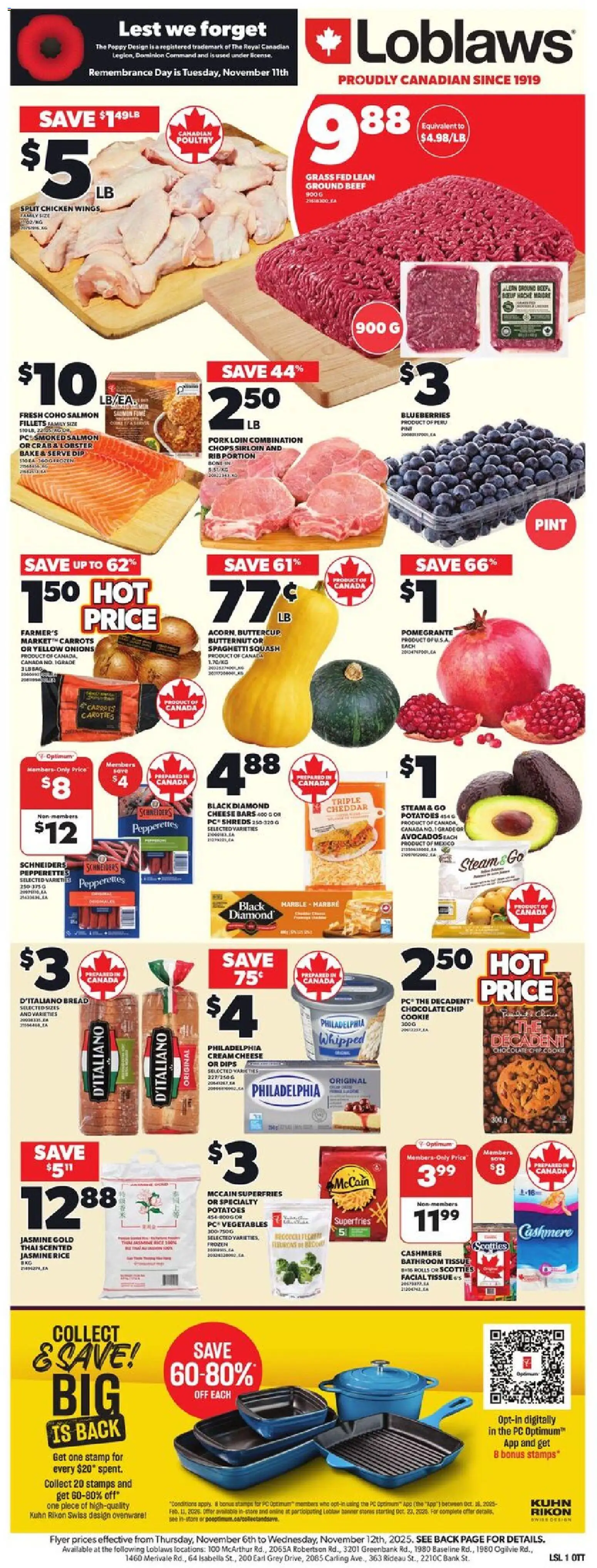 Loblaws flyer valid from 06.11.2025 | Page: 5 | Products: Beef, Chicken wings, PC, Chocolate