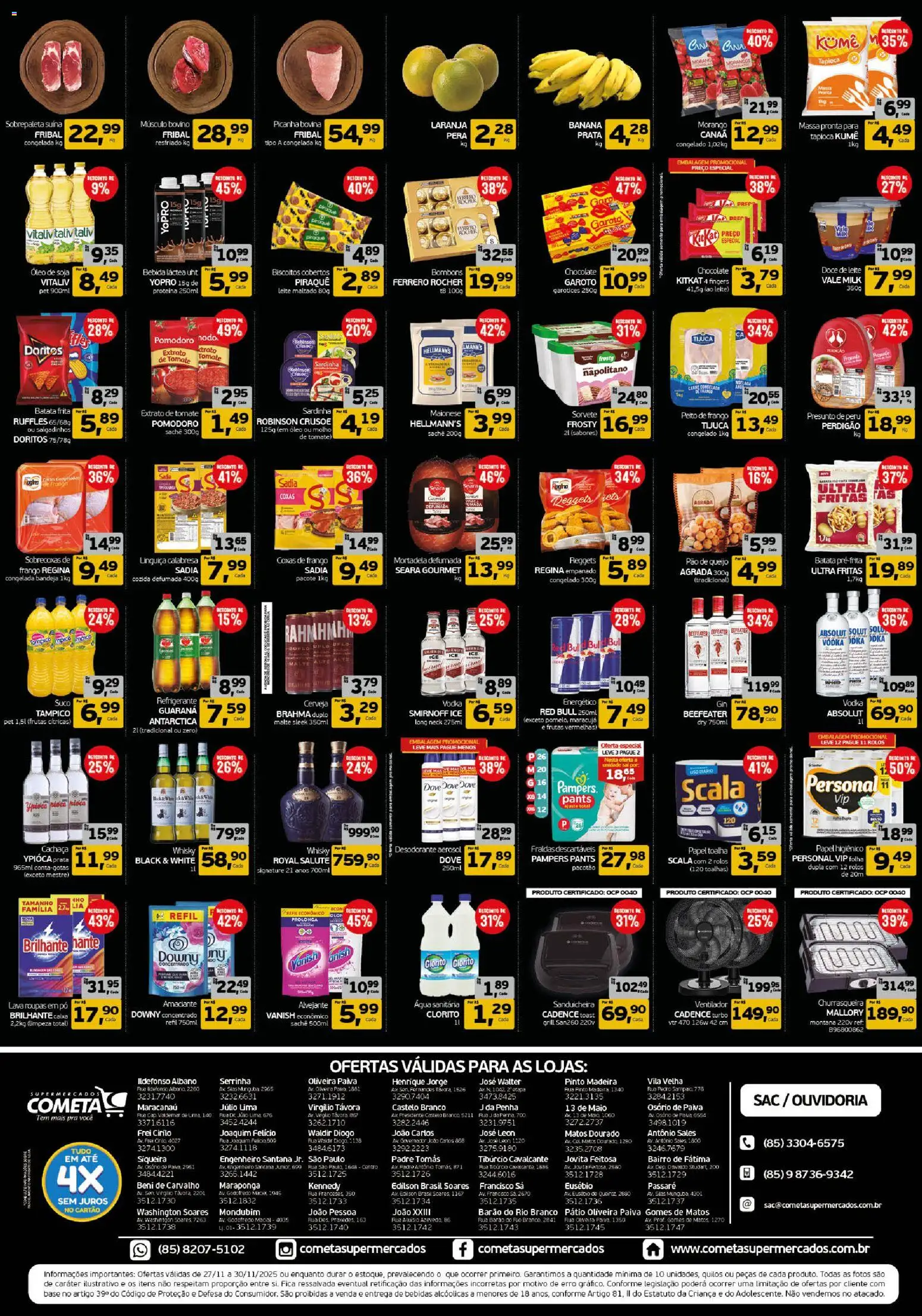 Cometa Supermercados Folheto - válido de 27.11.2025 | Página: 2 | Produtos: Linguiça, Picanha, Massa, Sorvete