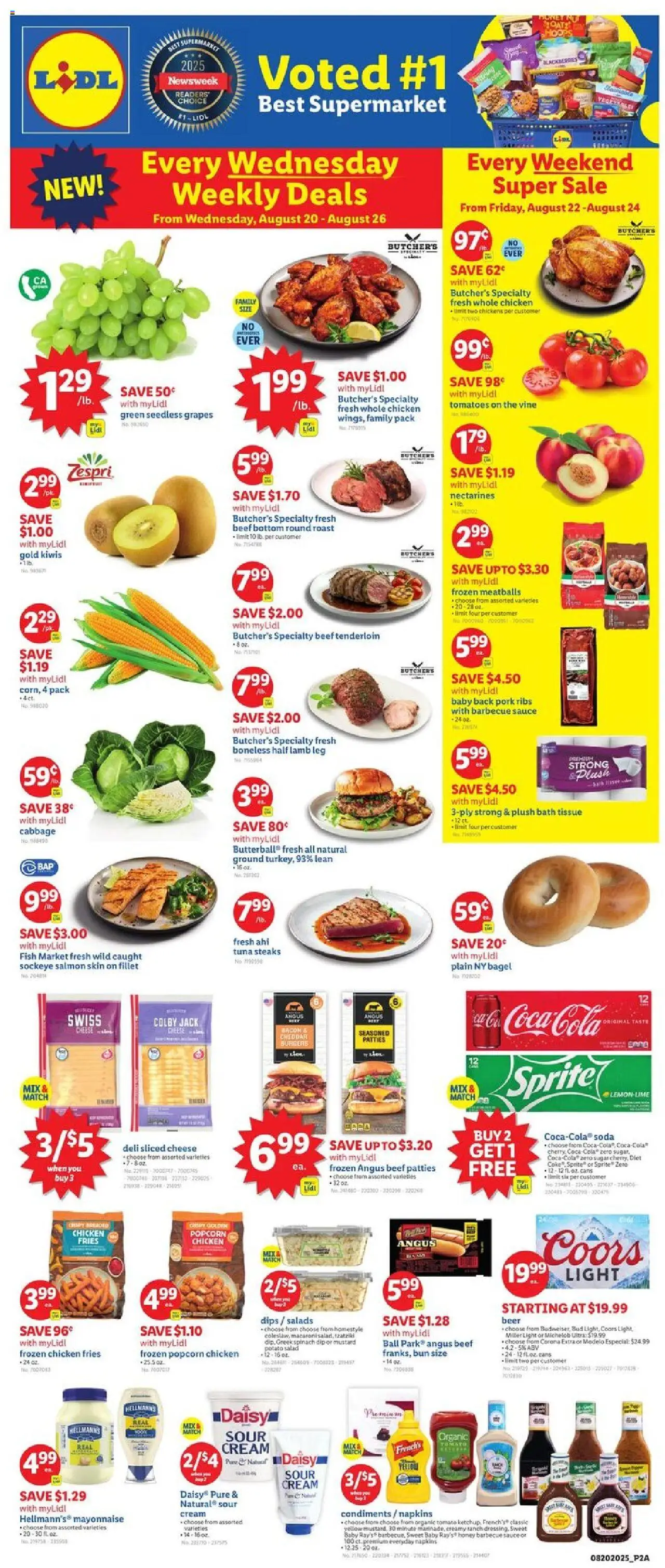 Lidl Weekly Ad - valid from 20.08.2025 | Page: 1 | Products: Spinach, Beer, Lemon, Cabbage