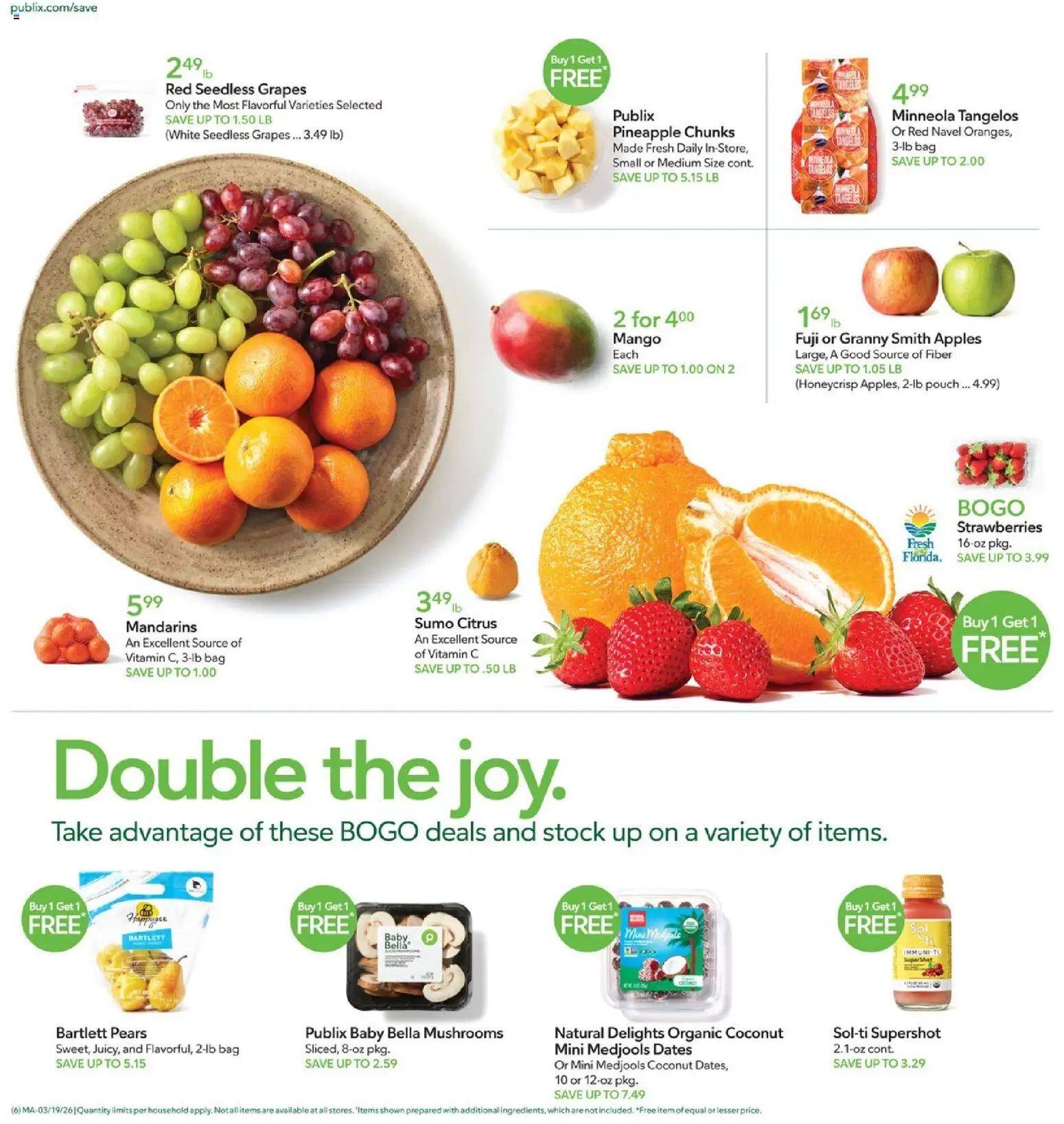Publix - Leaflet - valid from 19.03.2026 | Page: 6 | Products: Vitamin, Mandarins, Pineapple, Grapes