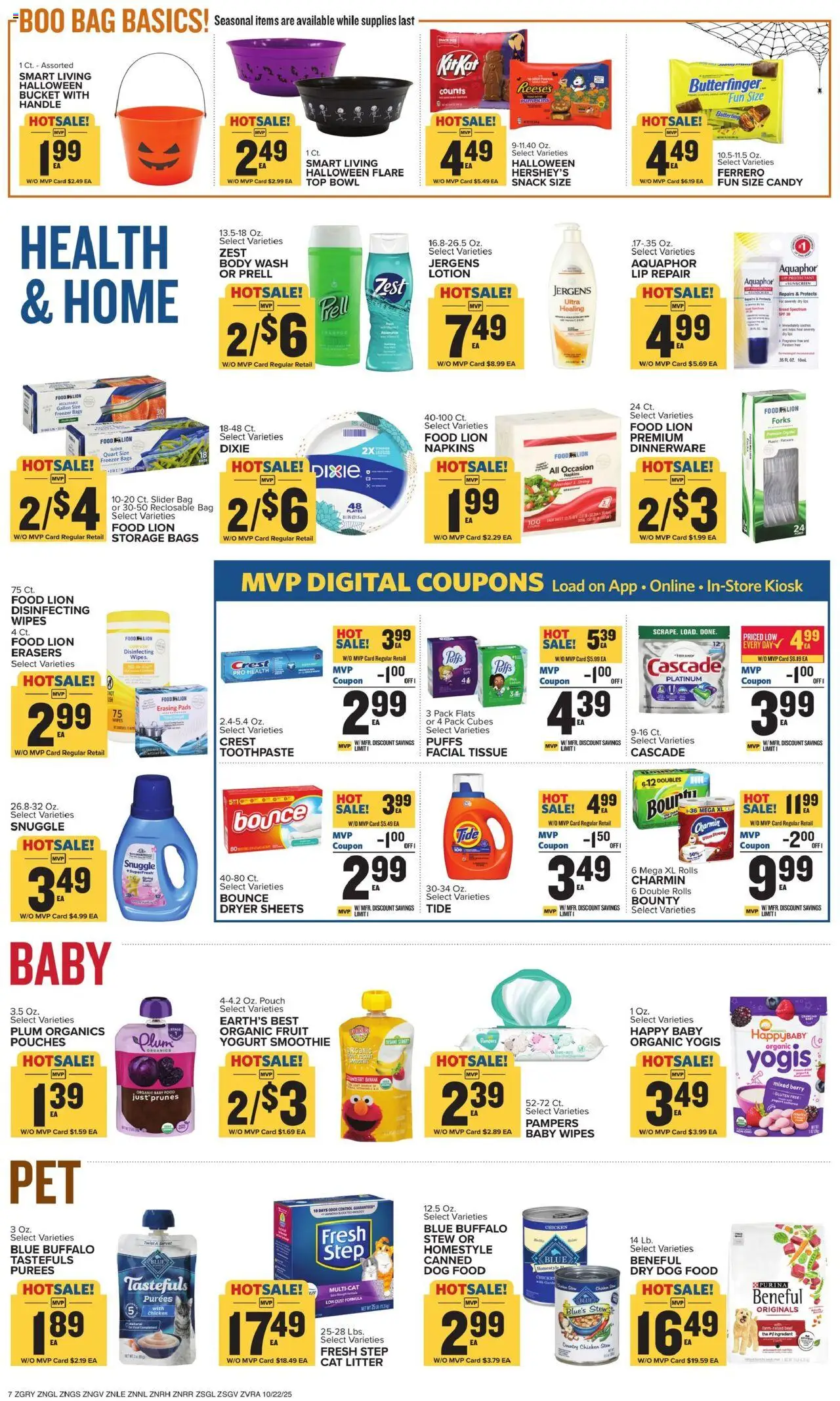 Food Lion Weekly Ad - valid from 22.10.2025 | Page: 12 | Products: Cat Litter, Pads, Suit, Dryer