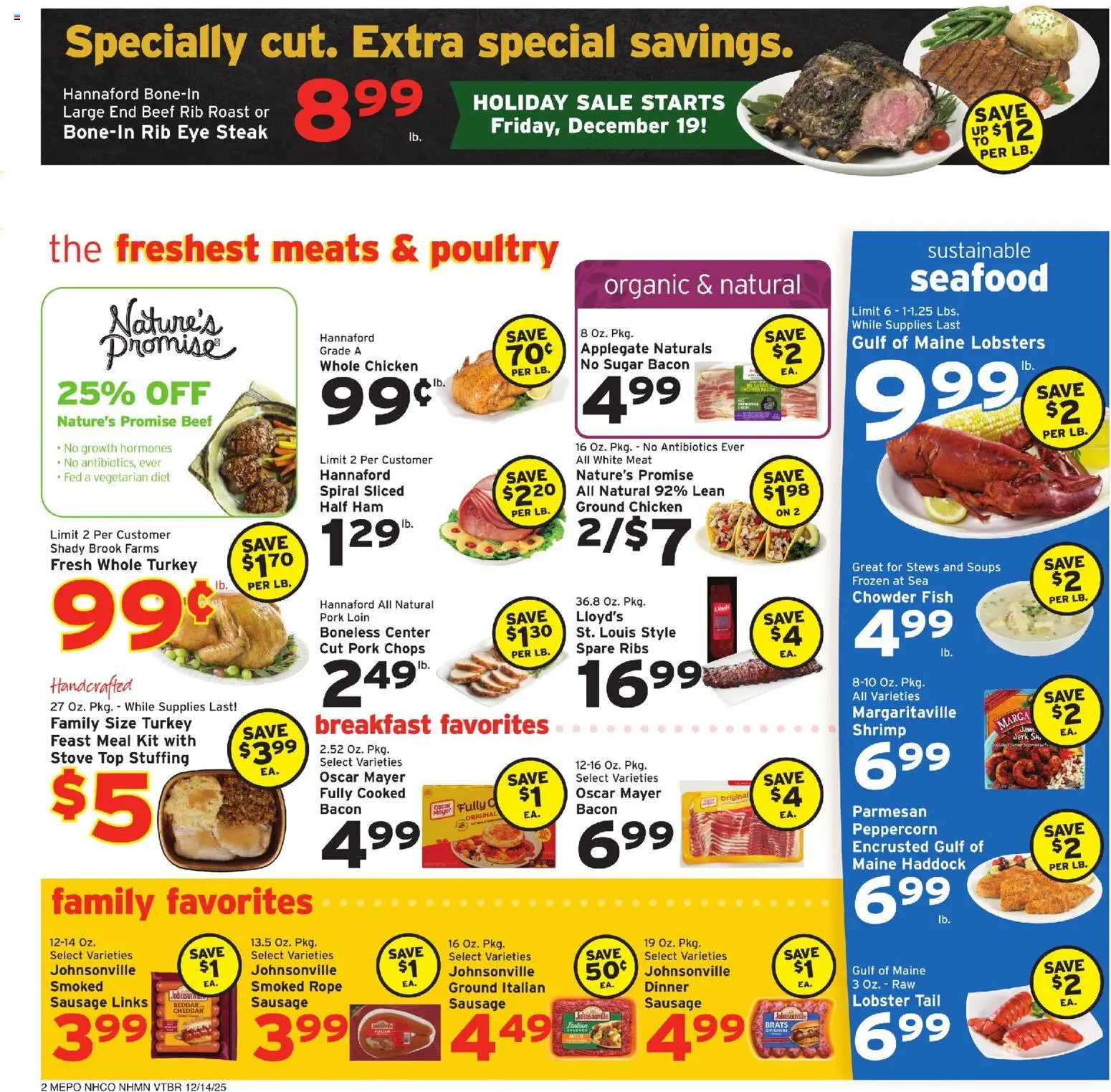 Hannaford Weekly Ad - valid from 14.12.2025 | Page: 2 | Products: Pork, Sausage, Poultry, Stove