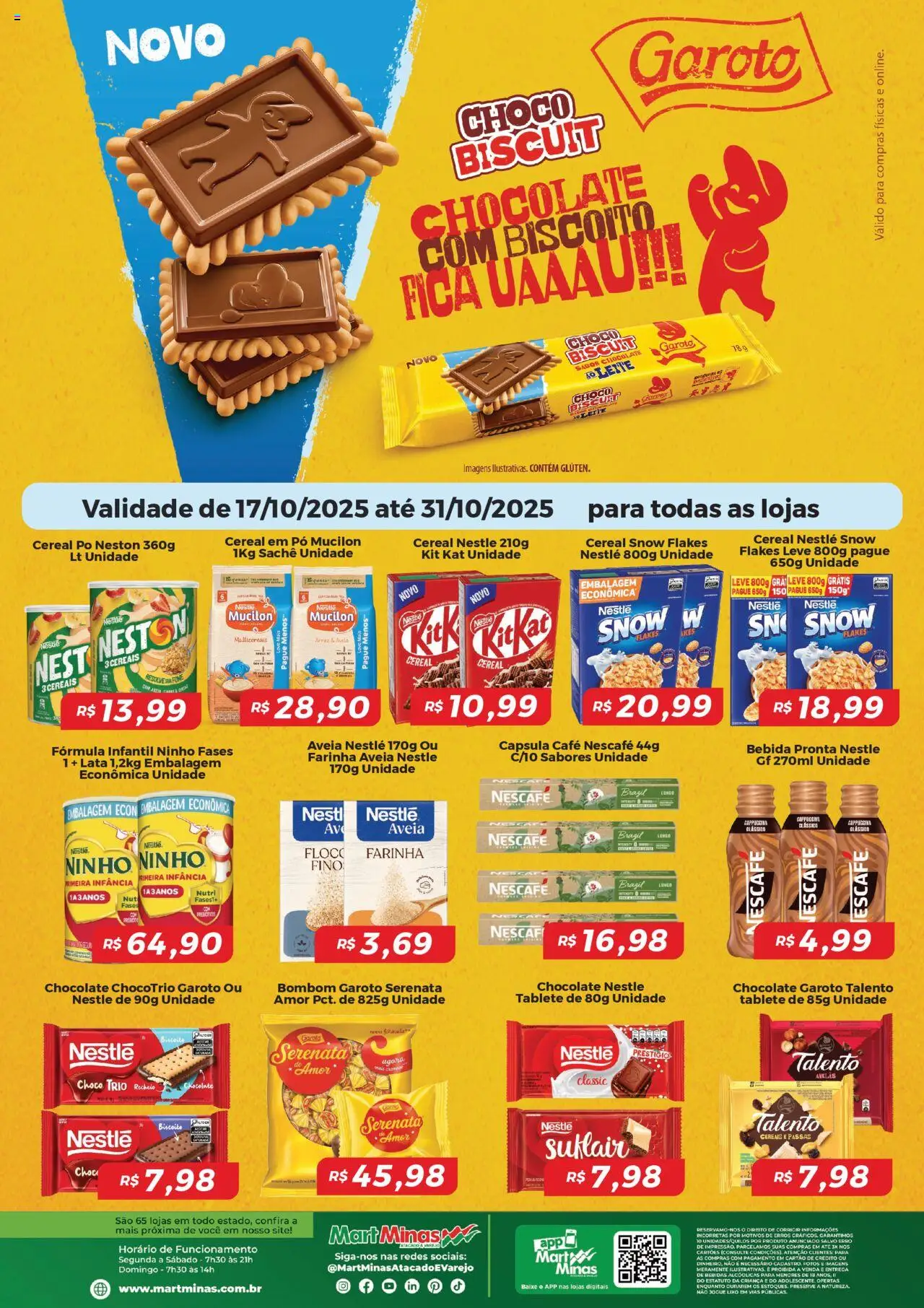 Mart Minas Folheto - válido de 17.10.2025 | Página: 1 | Produtos: Chocolate, Kit Kat, Aveia, Bombom