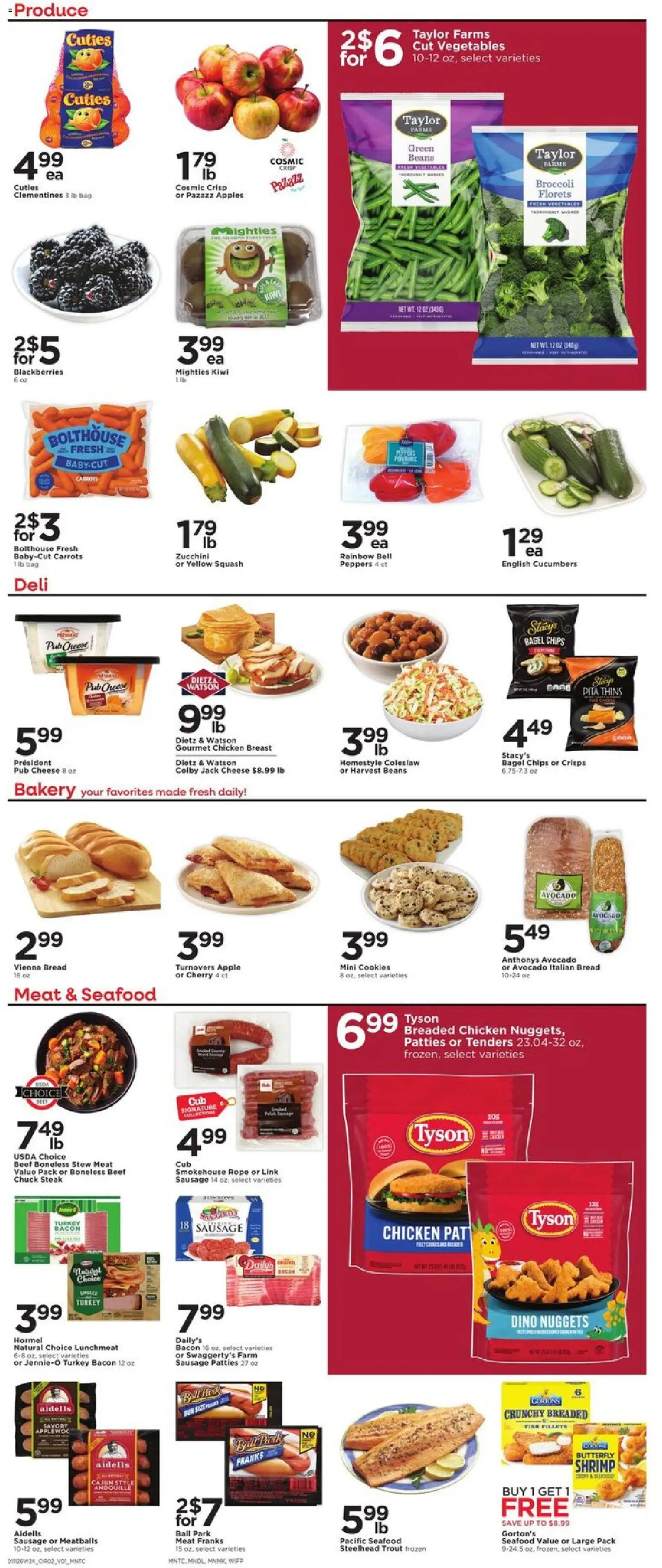 Cub Foods Weekly Ad - valid from 10.01.2026 | Page: 4 | Products: Zucchini, Cheese, Avocado, Sausage