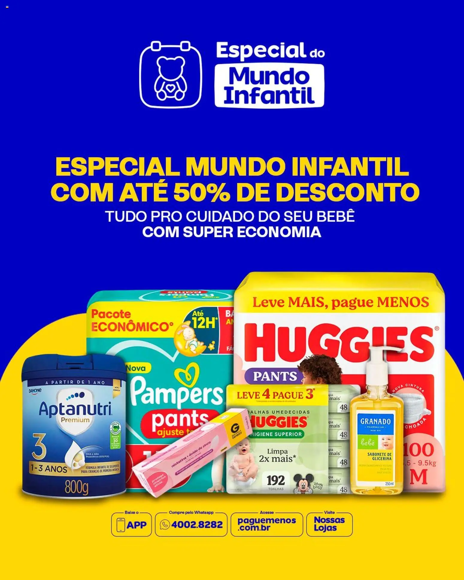 Pague Menos Folheto - válido de 06.04.2026 | Página: 1 | Produtos: Pampers, Fórmula infantil, Sabonete, Pá